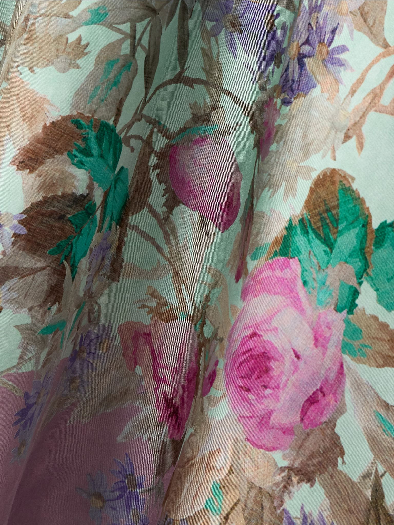 Magnifico floral-print silk-twill maxi dress Green - 4
