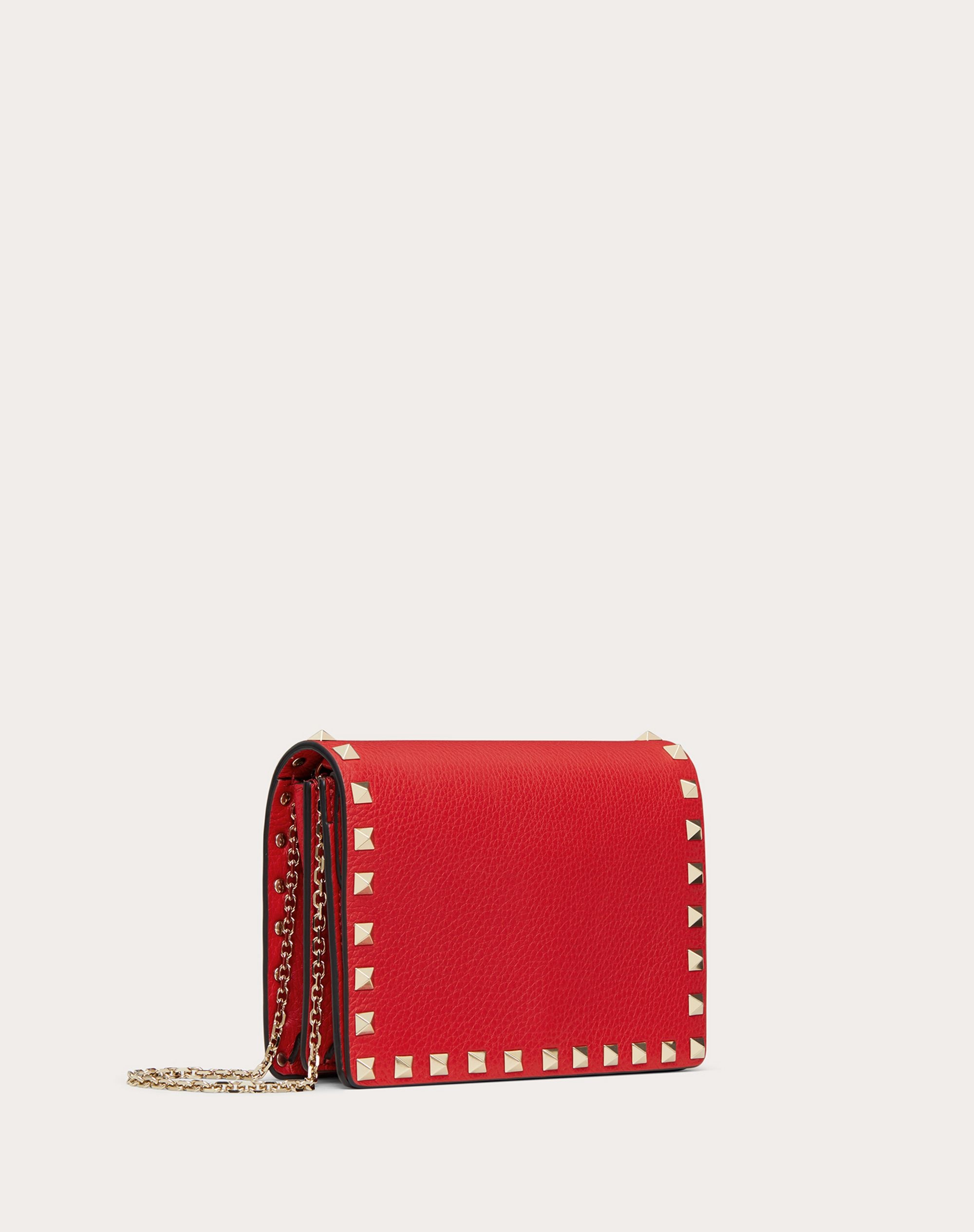 Rockstud Grainy Calfskin Chain Pouch - 4
