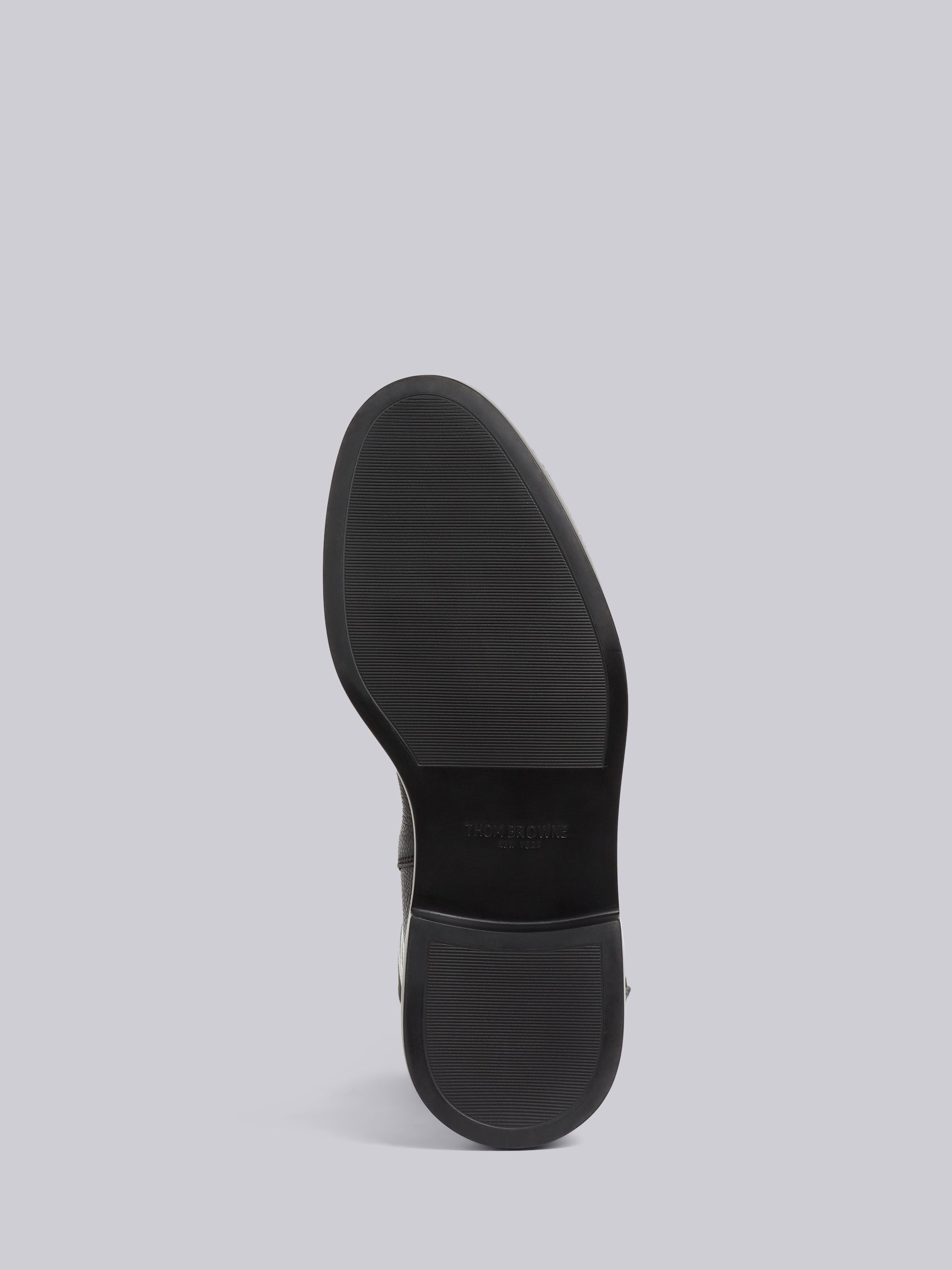 Black Pebble Grain Leather 4-Bar Lightweight Rubber Sole Knee High Chelsea  Boot
