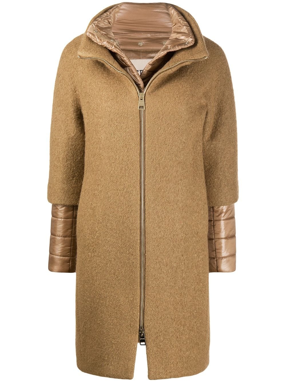 padded-detail mid-length coat - 1