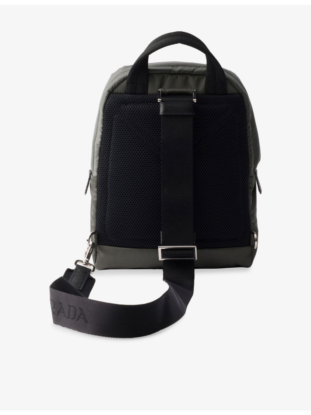 Logo-Plaque Re-Nylon and Saffiano-Leather Backpack - 3