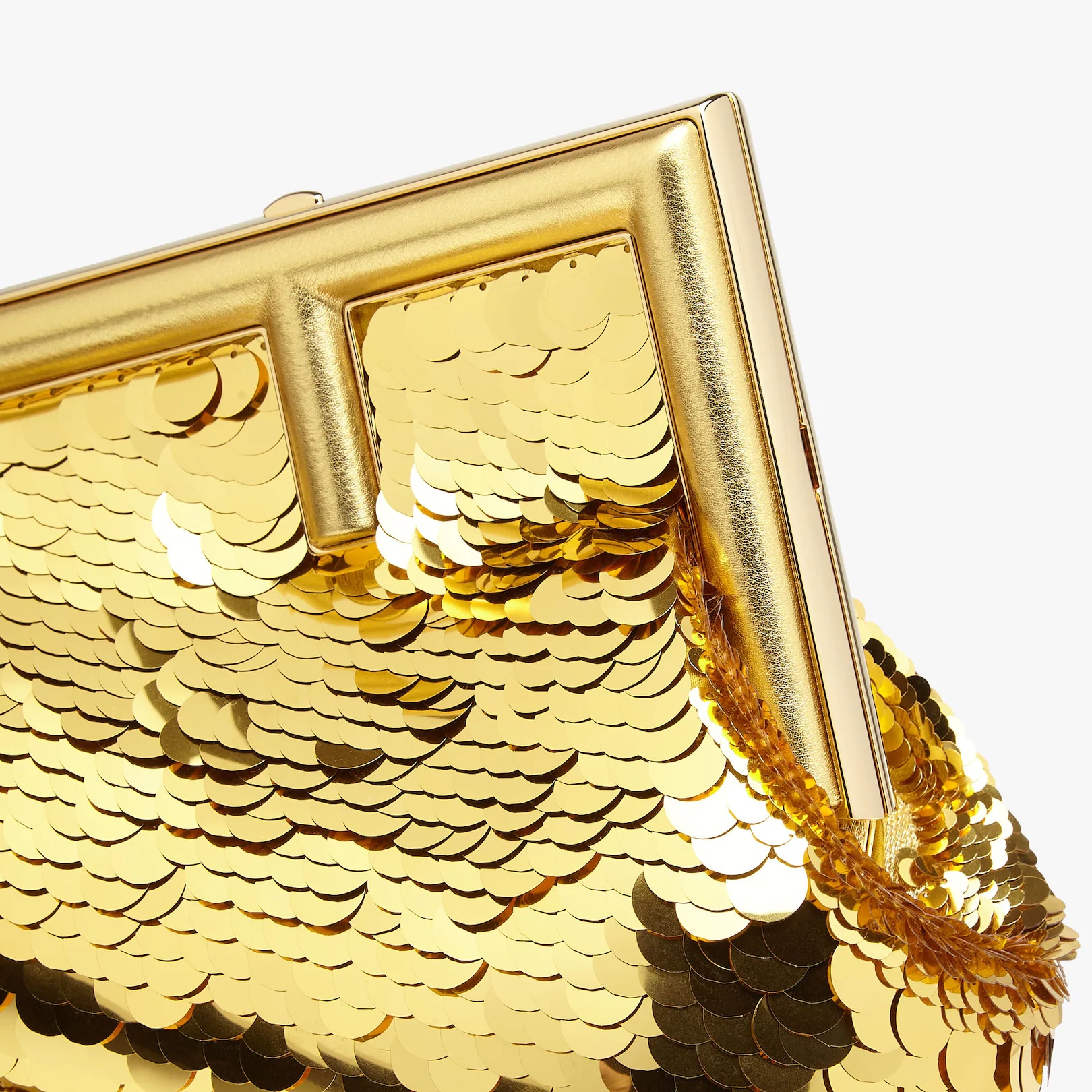 Gold-colored leather and sequinned bag - 5