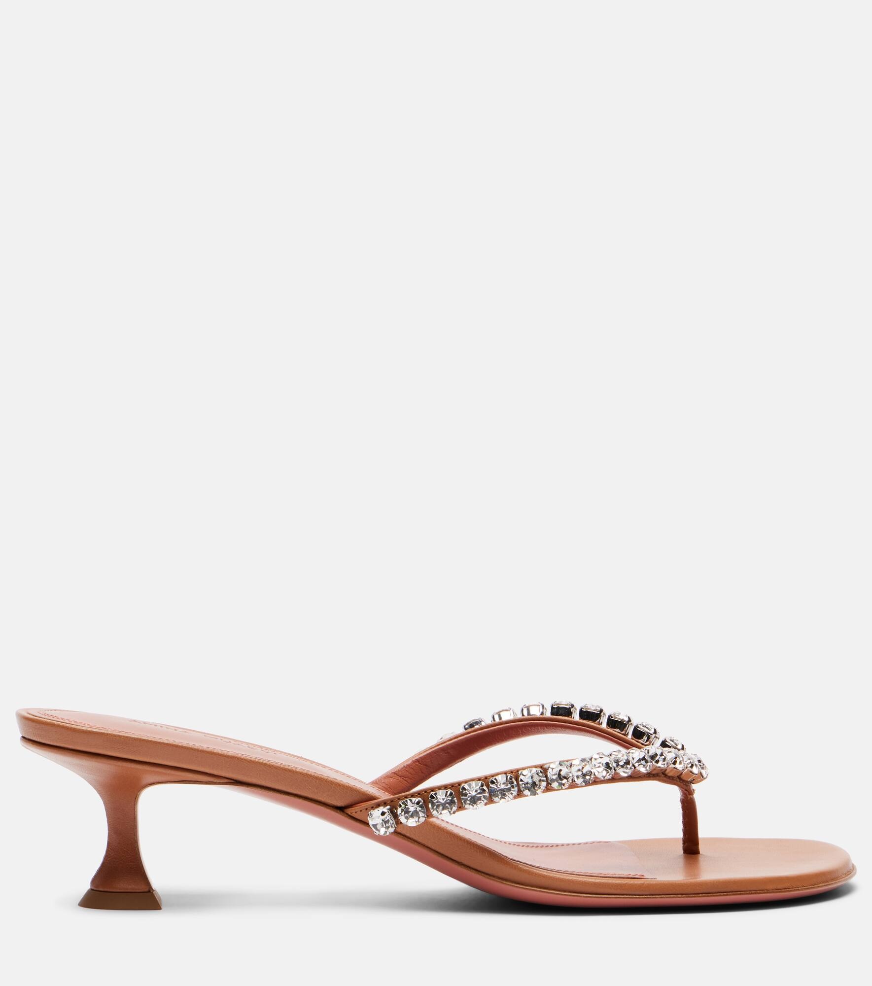 Gigi 45 embellished leather thong sandals - 4