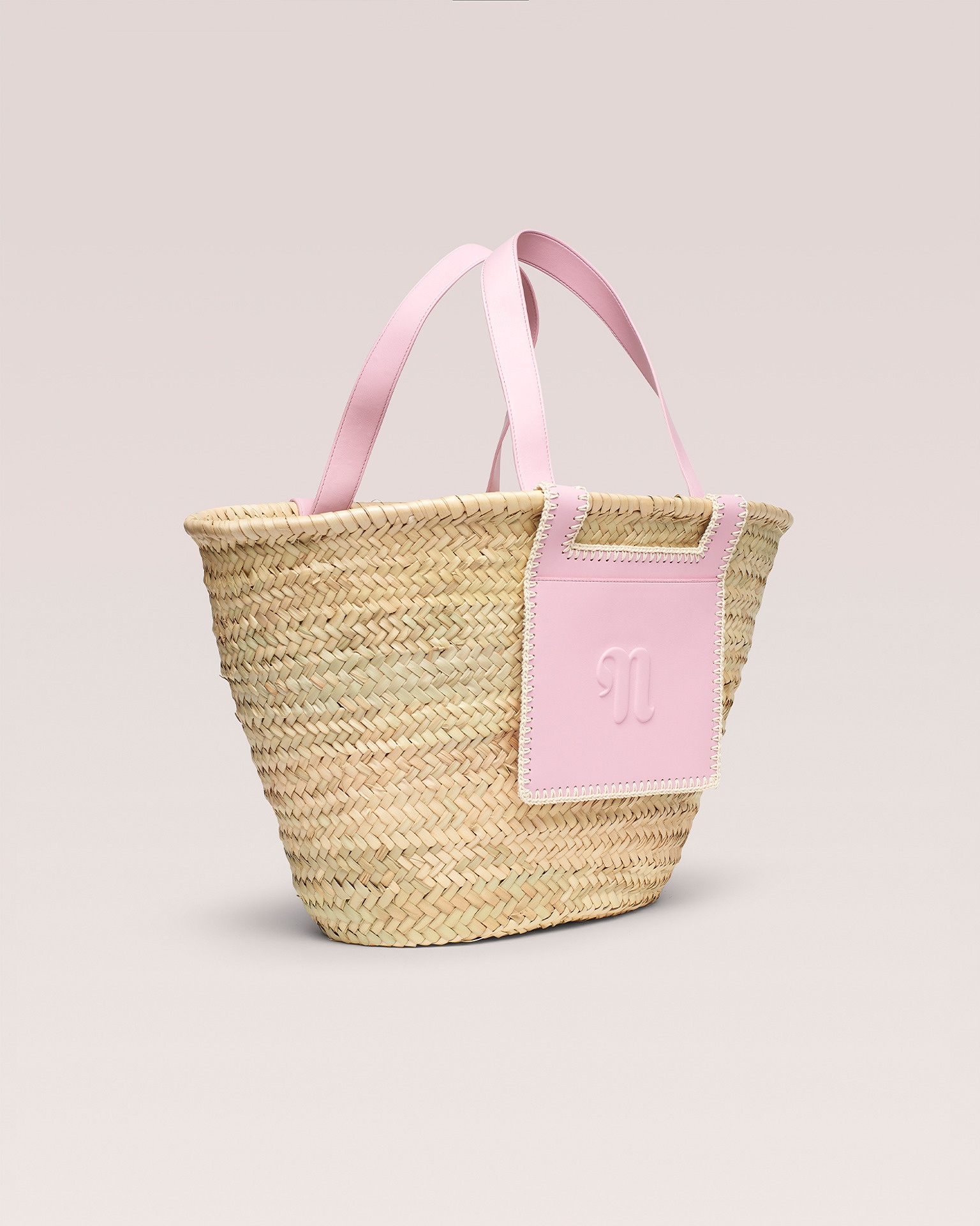 THE BEACH BAG - Raffia tote - Natural/pink/creme - 4