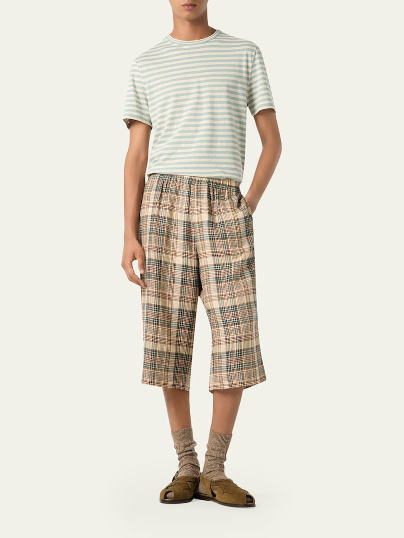 Loro Piana Men's Agonda Cotton and Linen Bengal Stripe Crewneck T-Shirt outlook