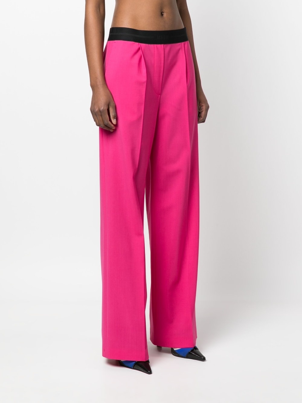 logo-waistband wide-leg trousers - 3