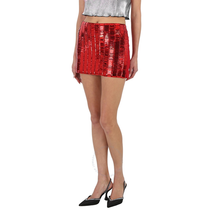 The Attico Ladies Red Rue Crystal-Embellished Mini Skirt - 2