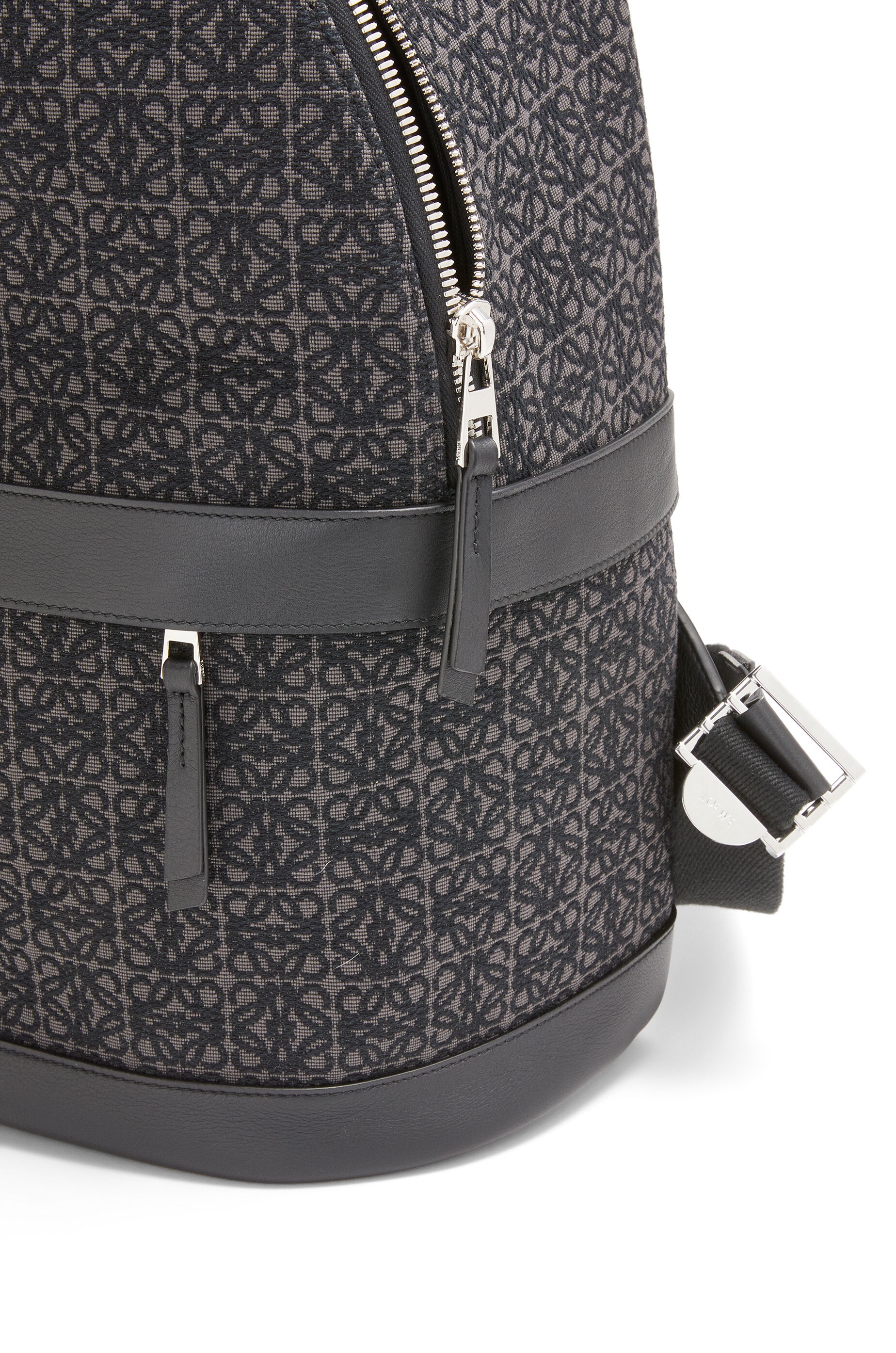 Round backpack in Anagram jacquard and calfskin - 6
