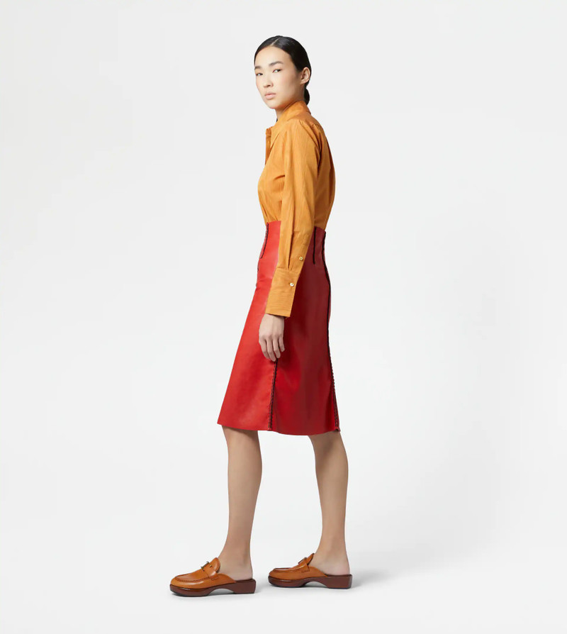 LEATHER SKIRT - RED 4