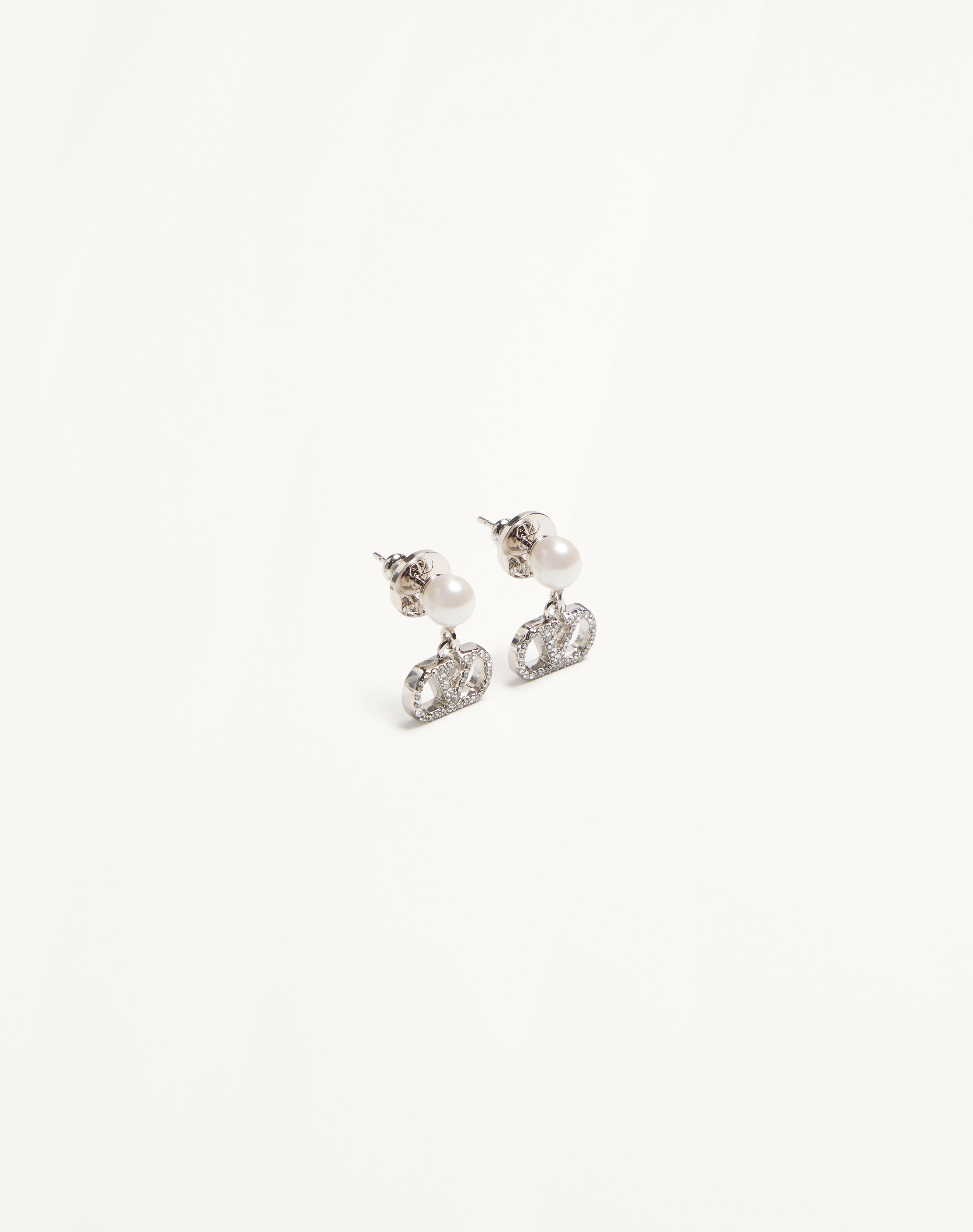 VLOGO SIGNATURE EARRINGS IN METAL, PEARL AND SWAROVSKI® CRYSTALS - 3
