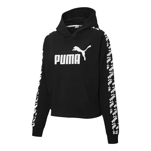 (WMNS) PUMA Amplified Cropped Hoodie 'Black' 583808-01 - 1