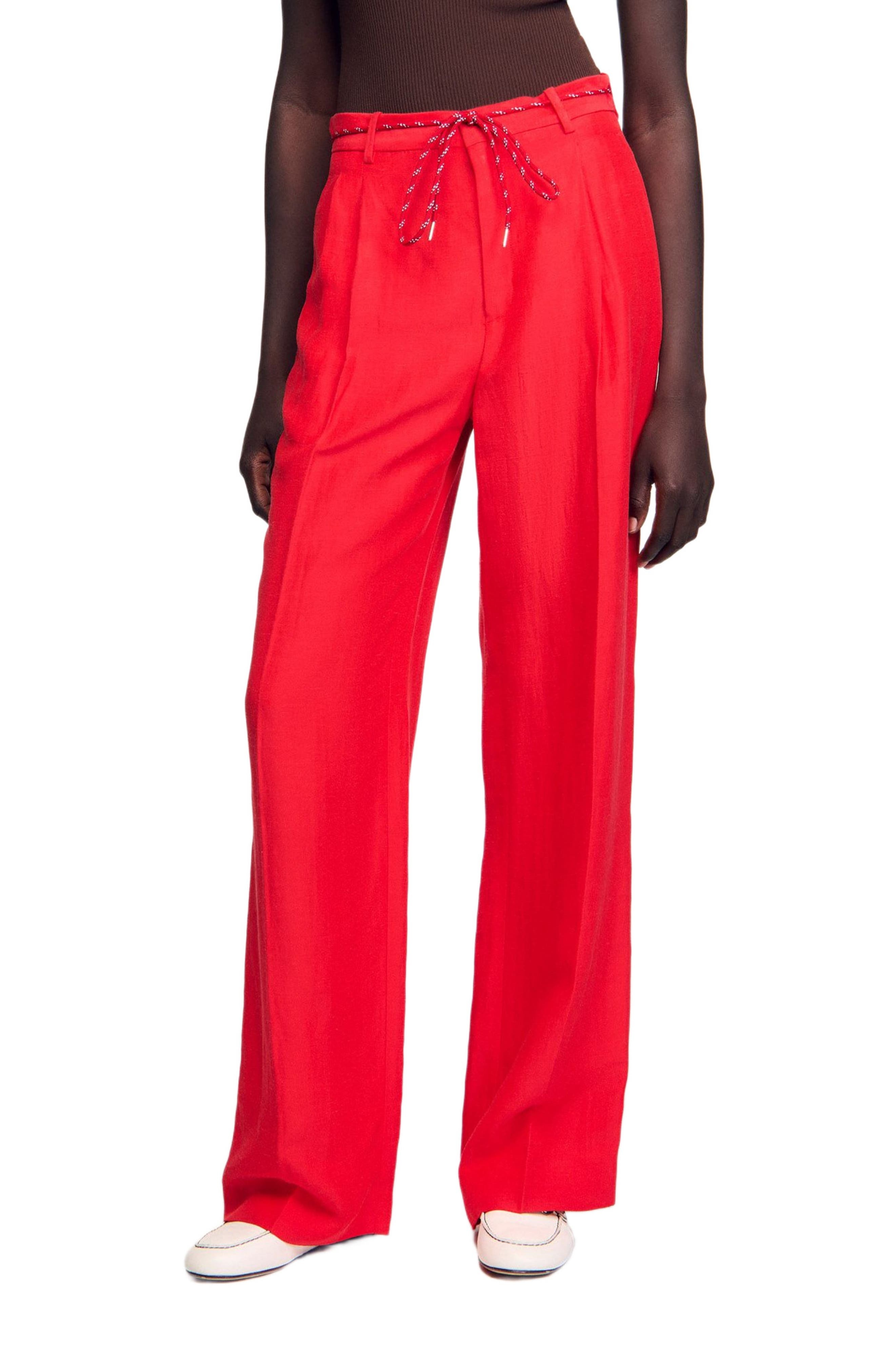 SANDRO Drawstring trousers in Red at Nordstrom - 1