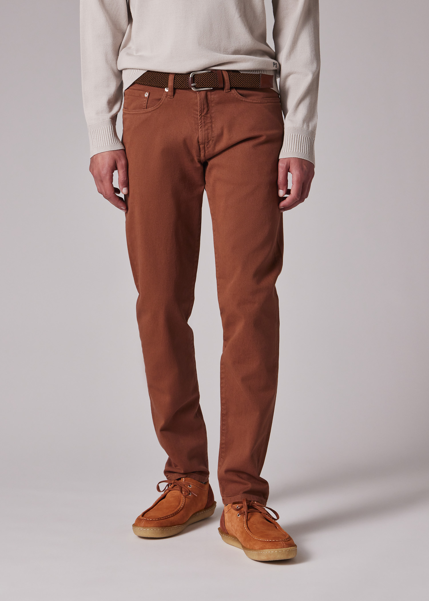Tapered-Fit Rust Garment-Dyed Organic Cotton-Stretch Jeans - 3