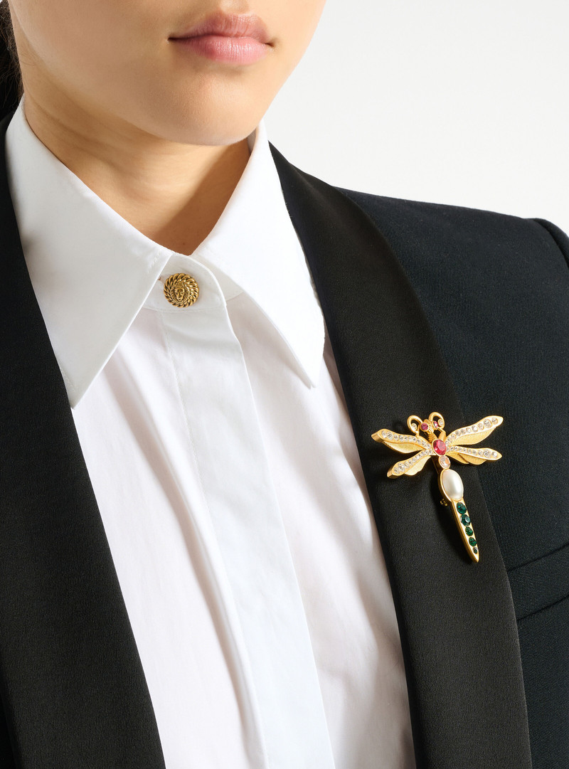 Brass and crystal Insect brooch 3
