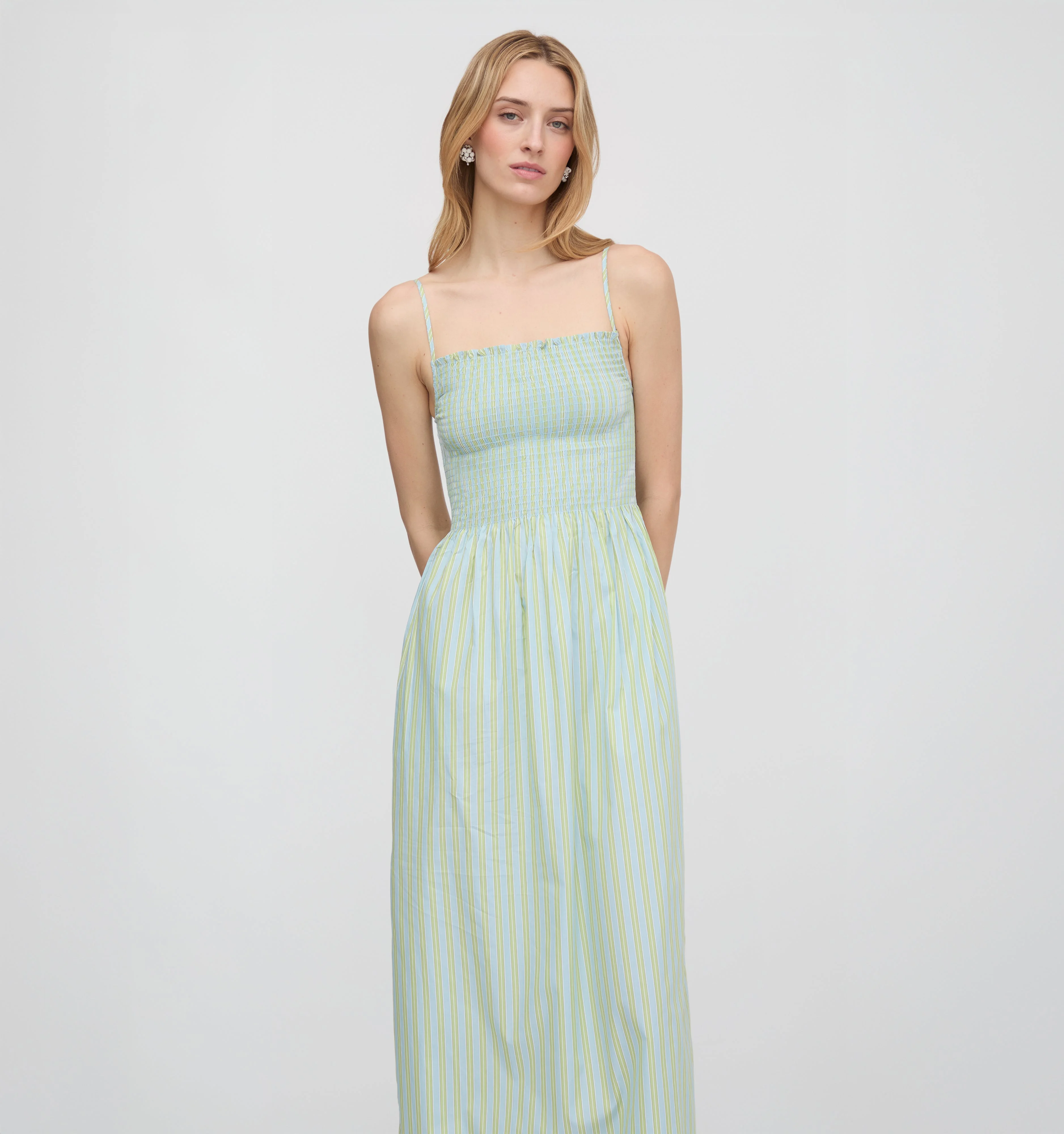 The Isabel Nap Dress - Blue/Green Stripe - 1
