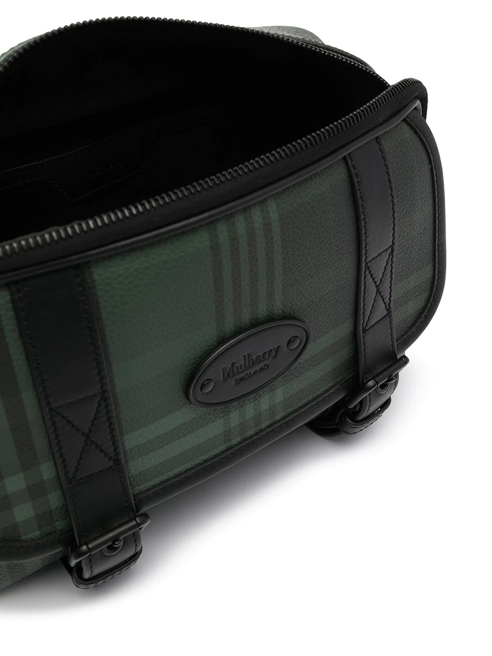 tartan check print messenger bag - 5