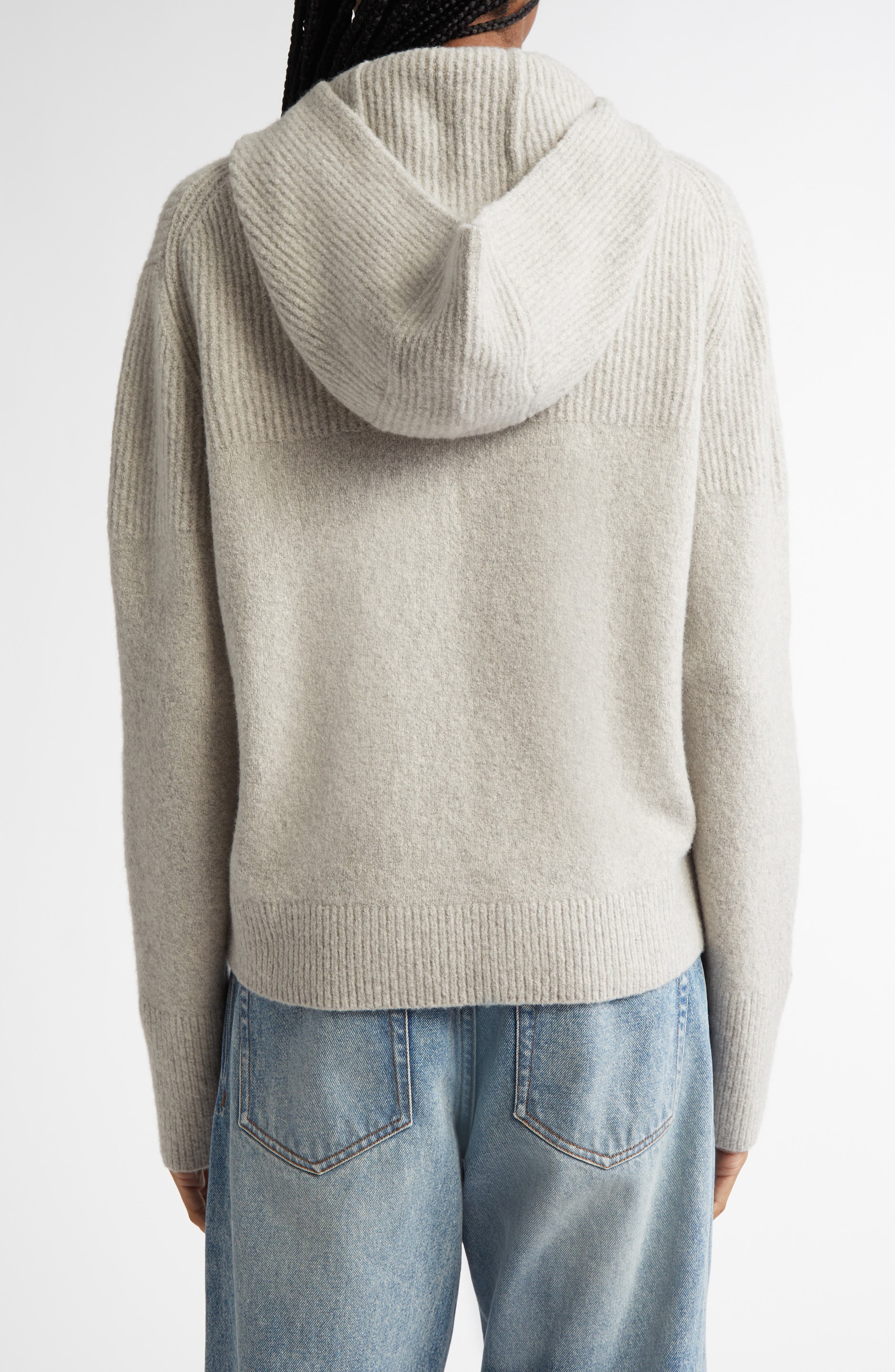 Proenza Schouler Greta Cashmere Blend Sweater Hoodie in Light Grey Melange at Nordstrom - 2