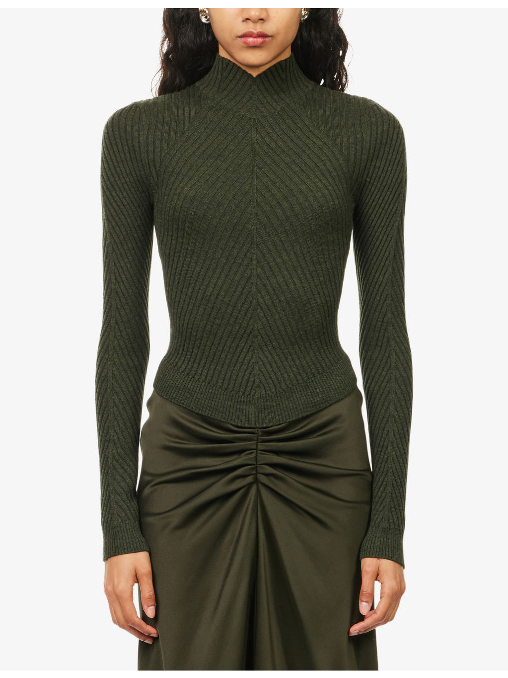 Ribbed High-Neck Wool Top - 3