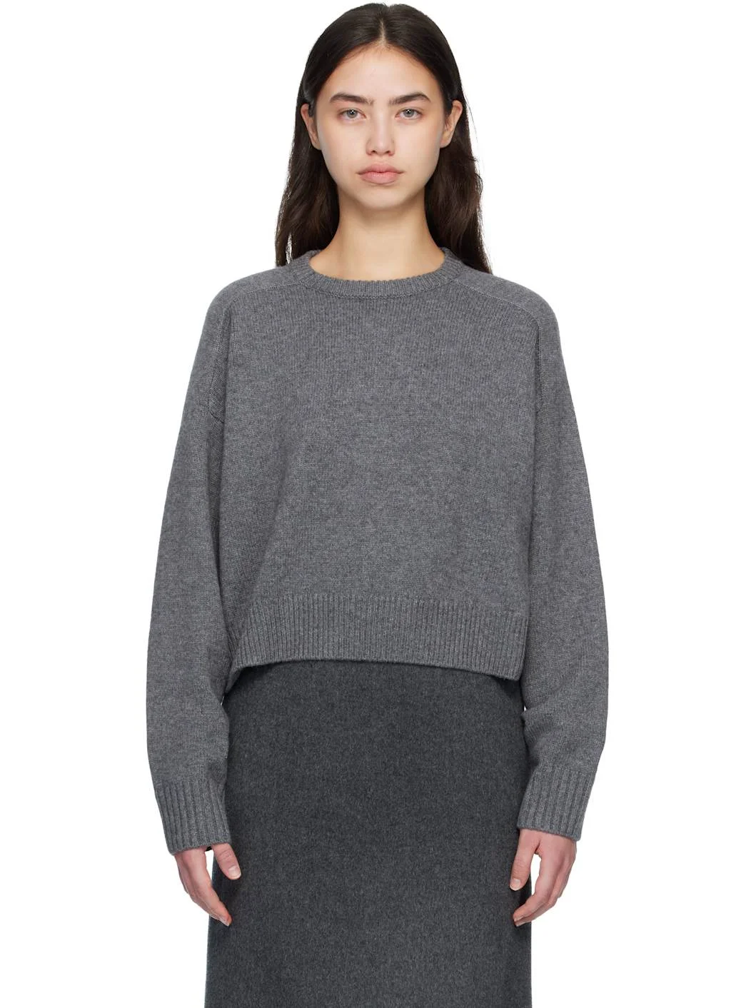 Gray BRUZZI LDS Cropped Sweater - 1