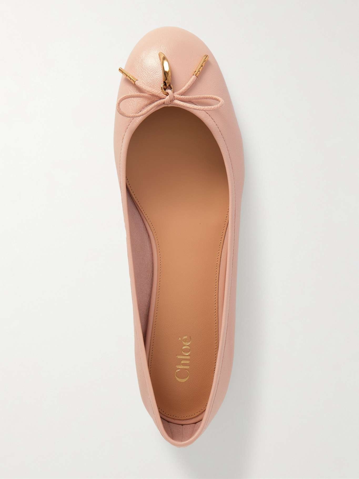 Iris embellished leather ballet flats Beige - 5