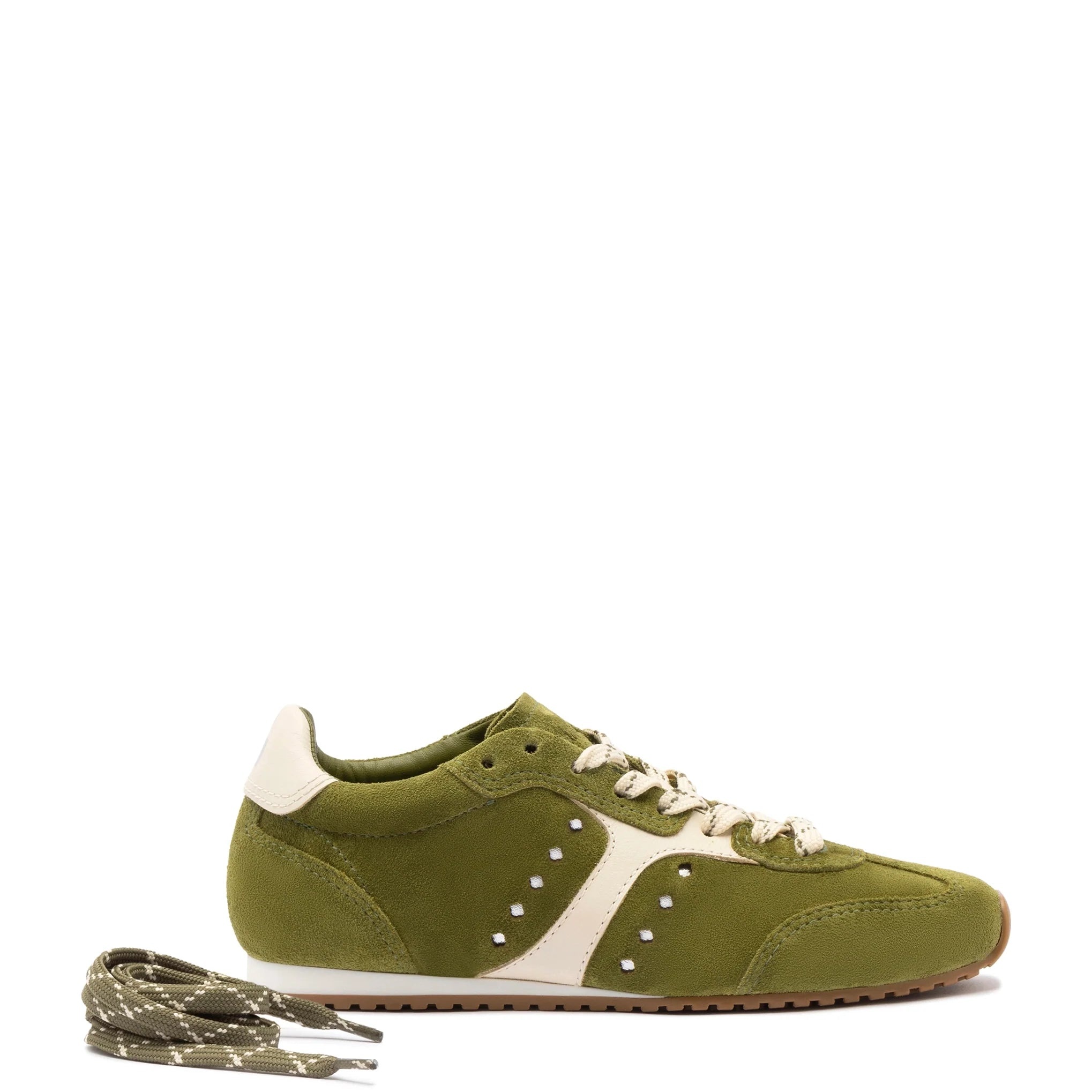 Larroude - Larroude Stella Sneaker In Seaweed Suede and Ivory Leather - 3