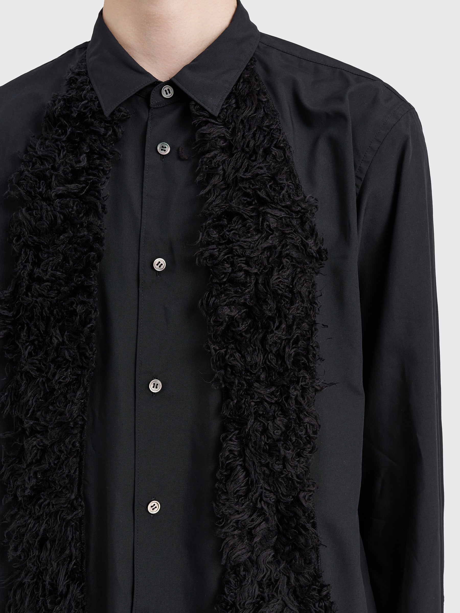 COMME DES GARÇONS HOMME PLUS FAKE FUR PANEL SHIRT BLACK - 6