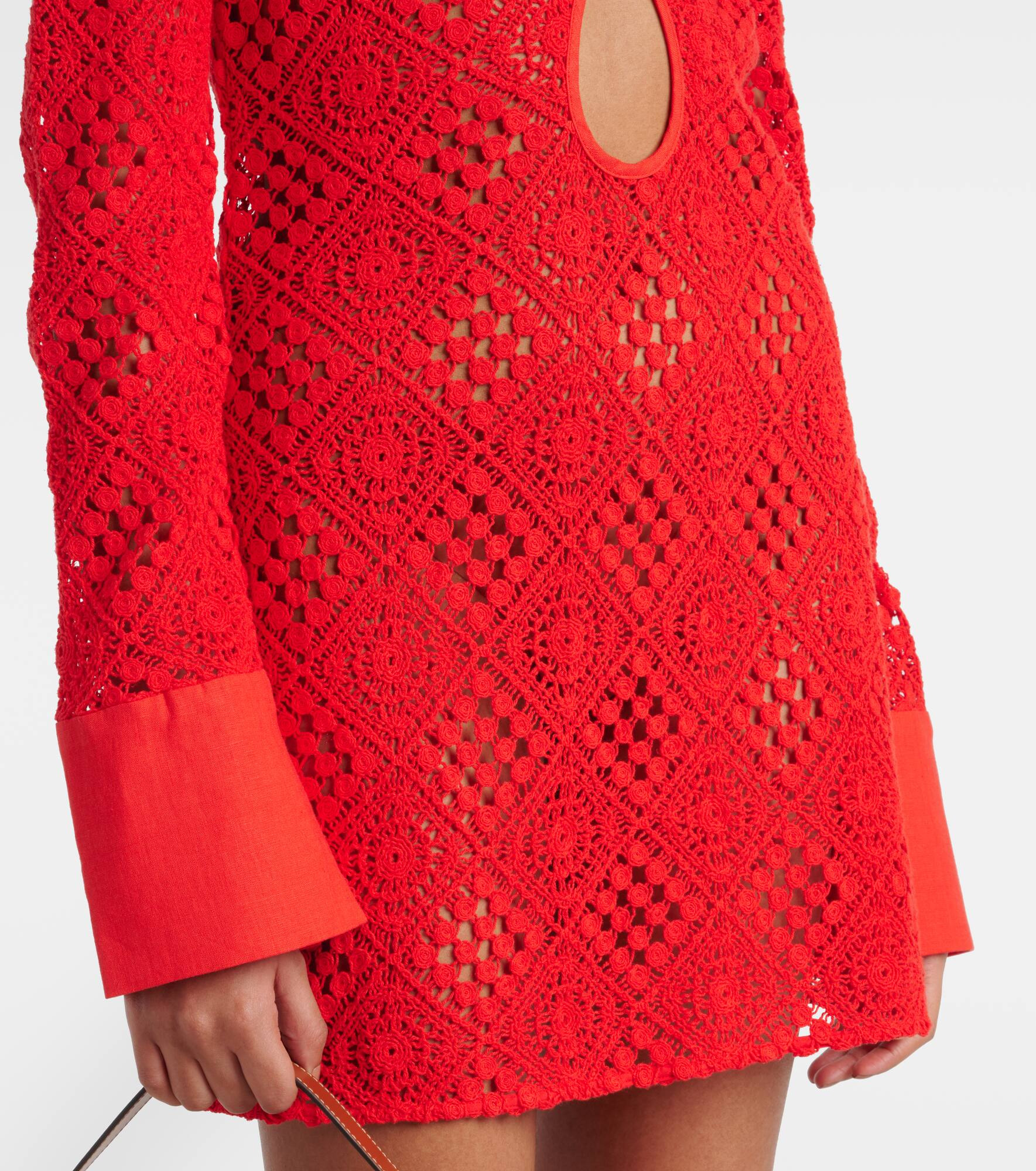 Rayure crochet cotton minidress - 5