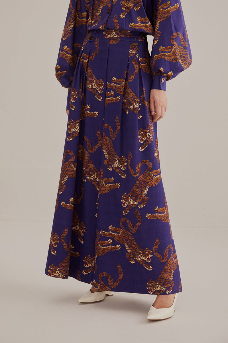 Navy Blue Leopards Tailored Pants 3