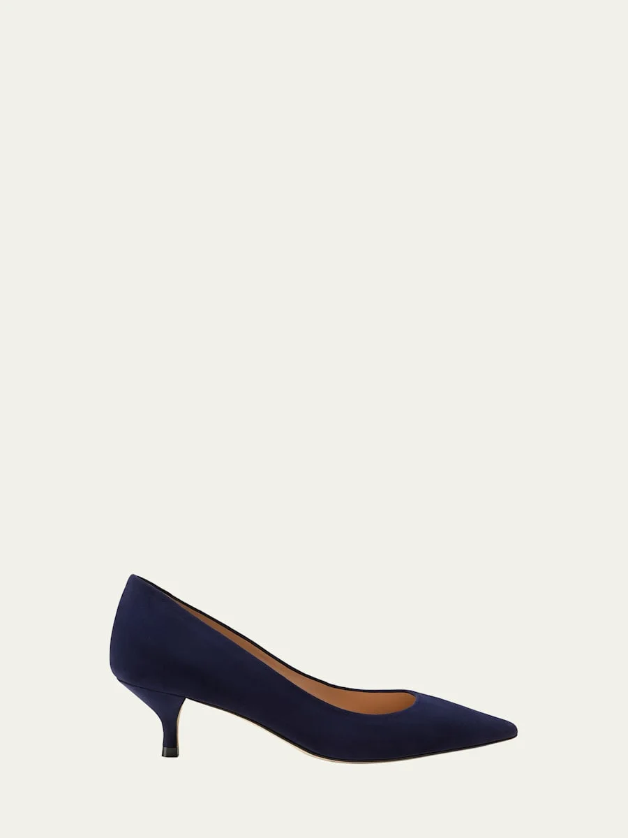 Stuart Suede Kitten Pumps - 1