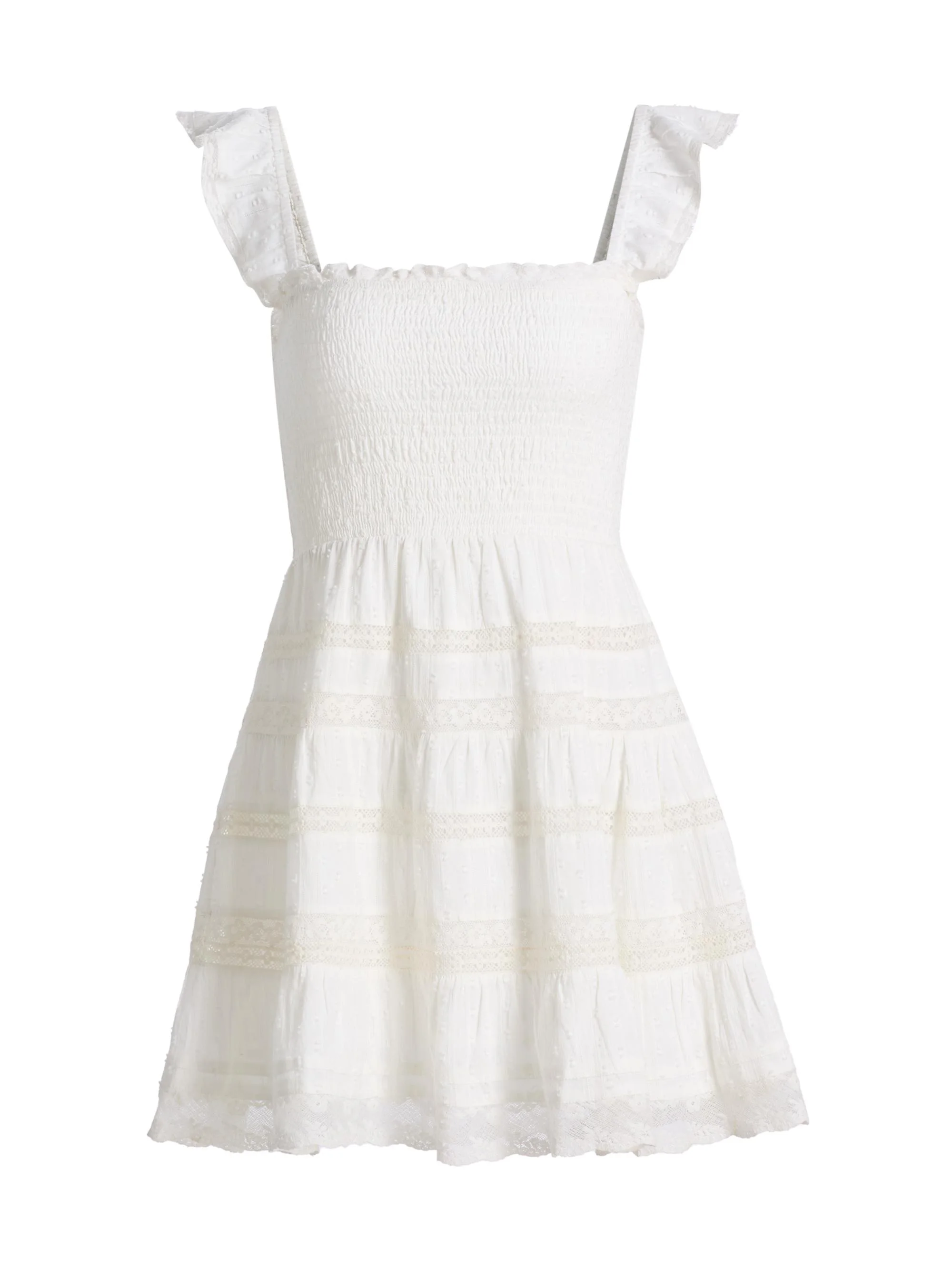 Women's Colbera Smocked Cotton A-Line Minidress - White - 1
