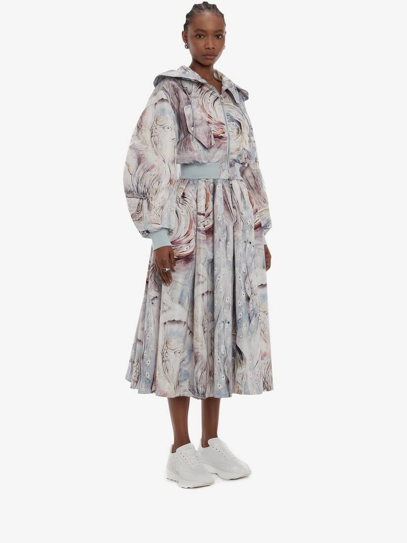 William Blake Dante Print Hooded Bomber in Blue - 3