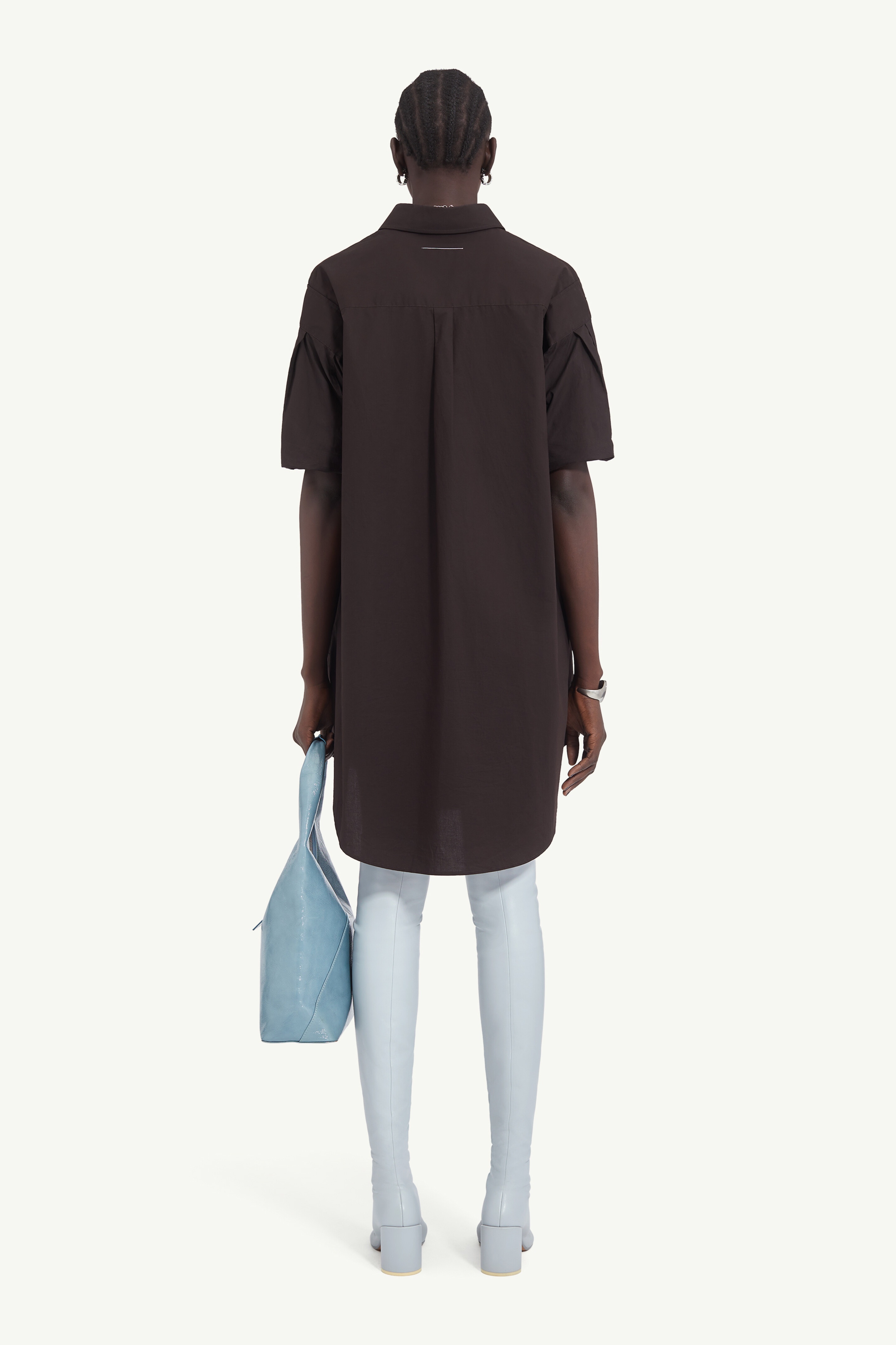 Turn-up sleeve shirt dress - 4