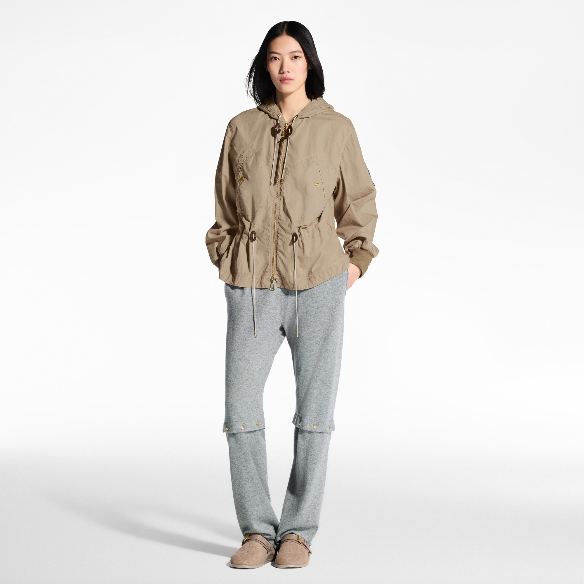 Peach-Effect Peplum Parka - 4