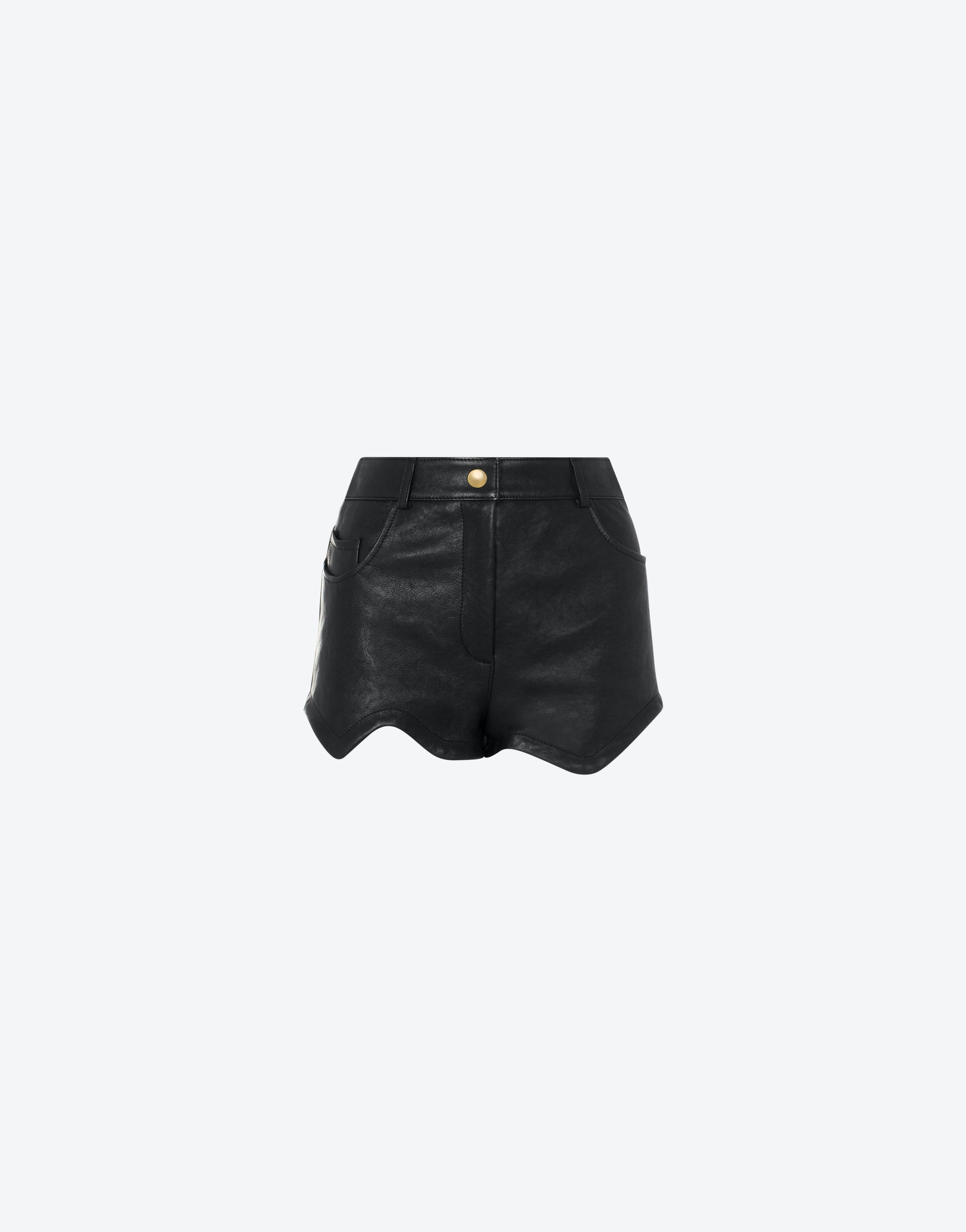 MORPHED EFFECT HAMMERED LEATHER SHORTS - 1