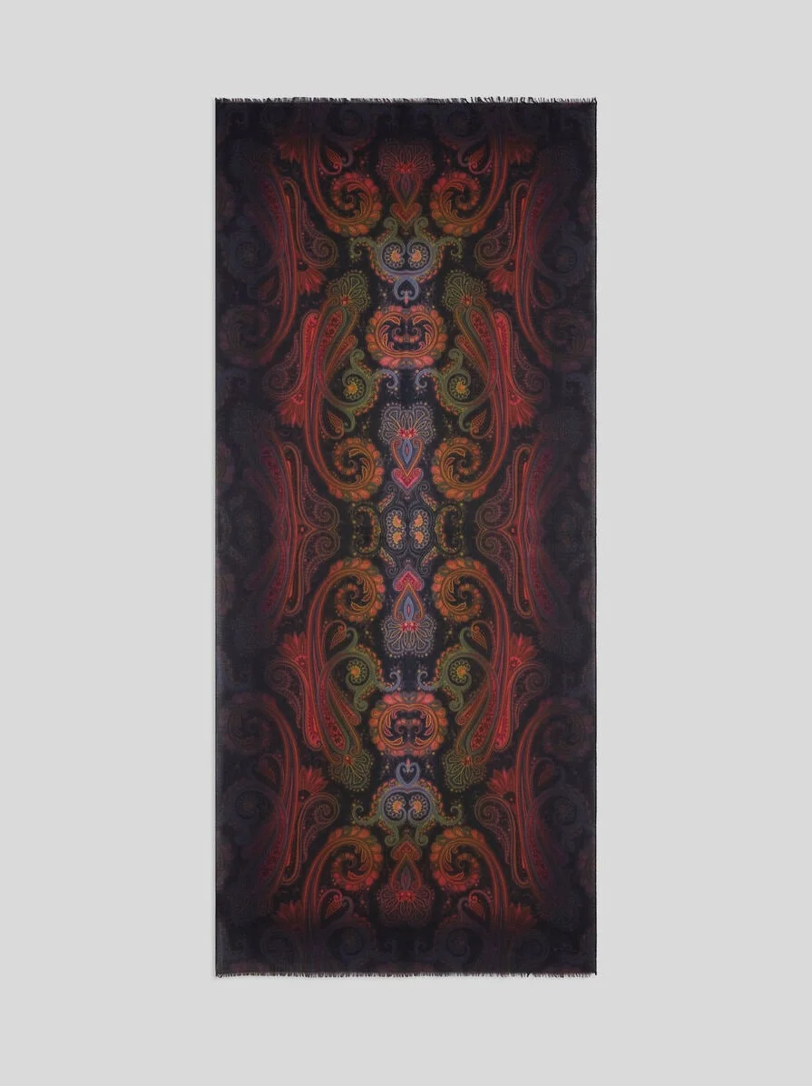 WOOL AND CASHMERE SCARF WITH DEGRADÉ MOTIF - 1