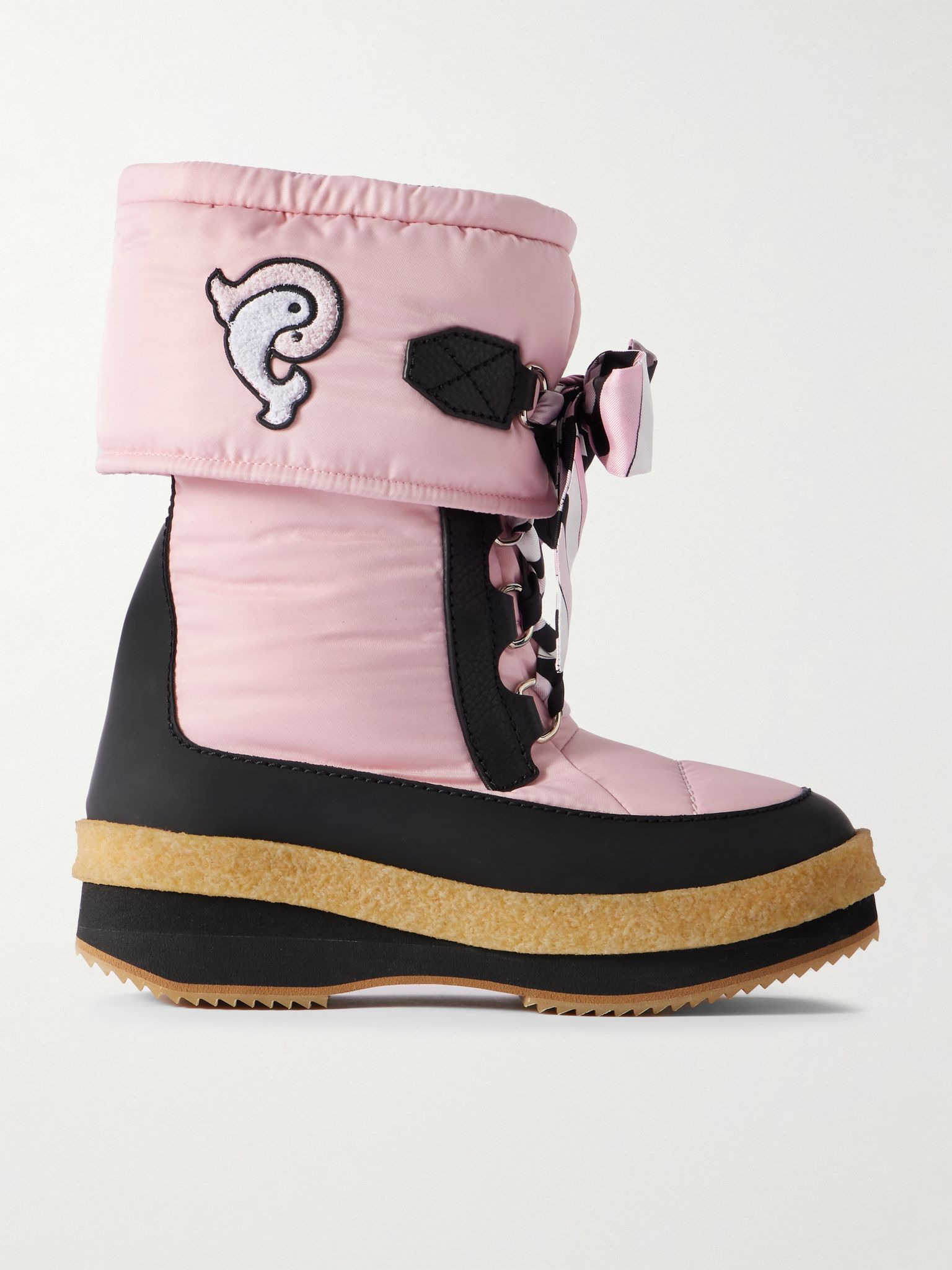 Logo-appliquéd silk-twill trimmed shell snow boots Pink - 1