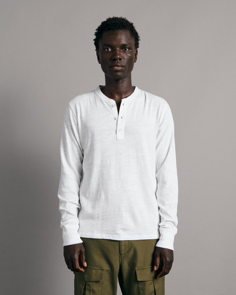 Classic Flame Long Sleeve Henley Cotton T-Shirt - 1