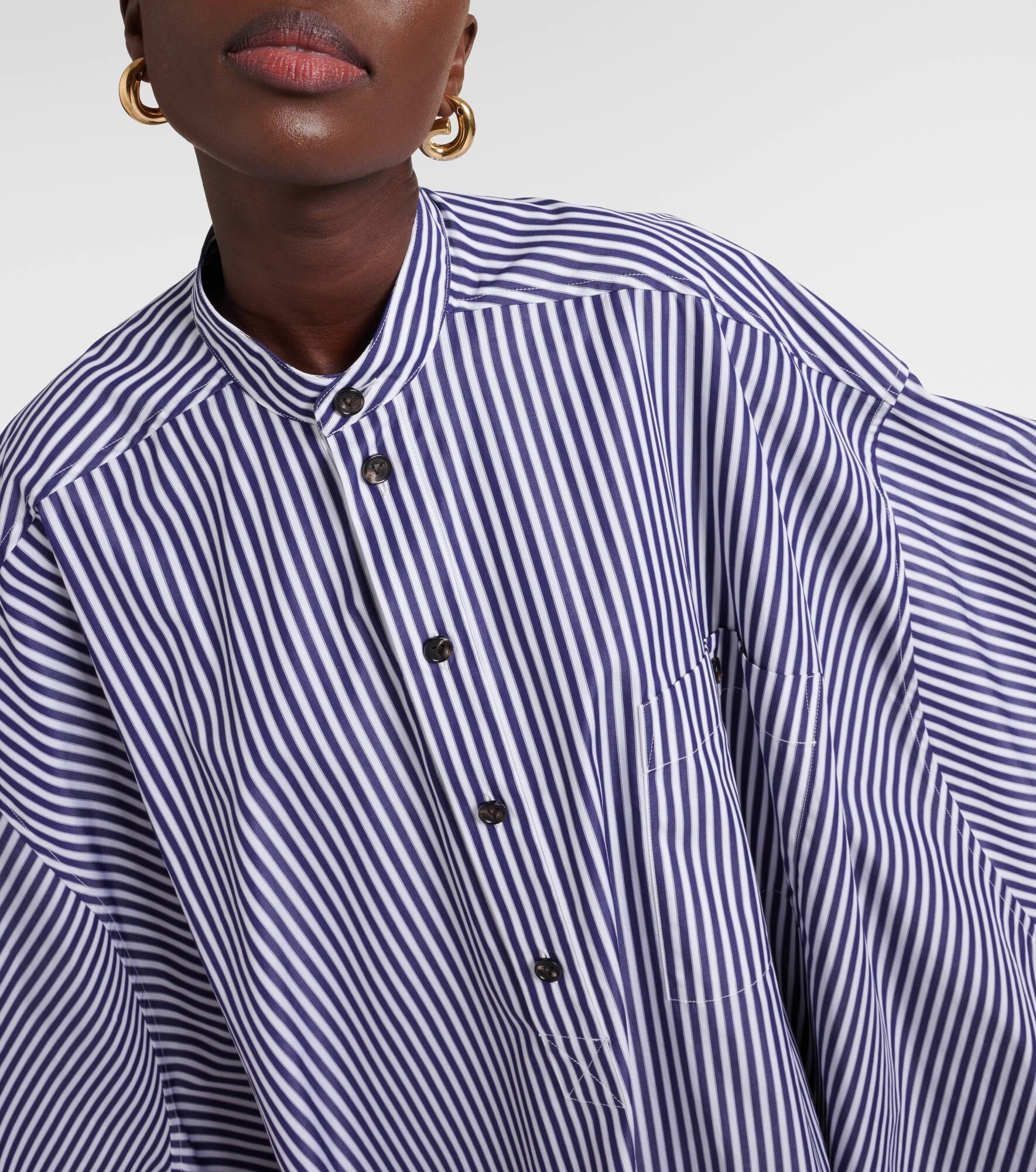 Striped cotton poplin shirt dress - 4