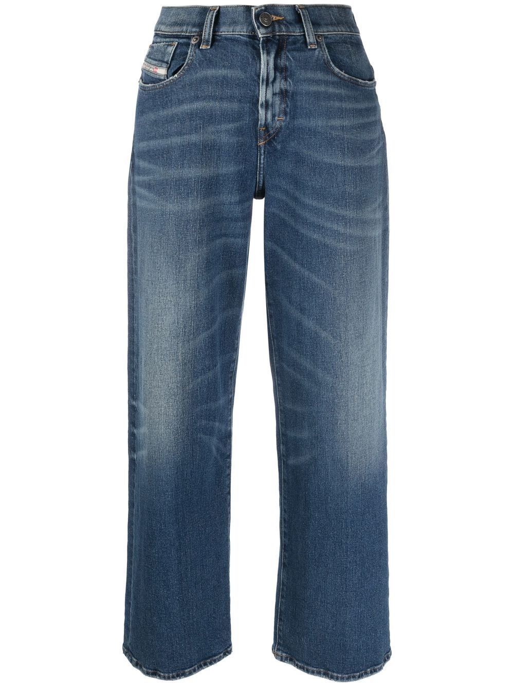 crease-effect cropped jeans - 1