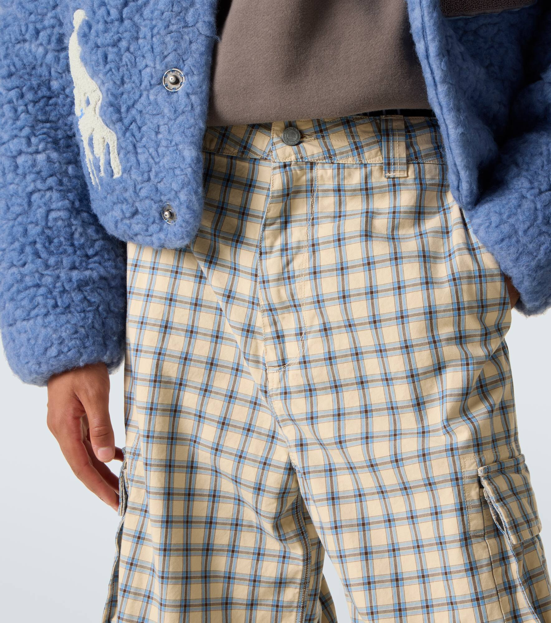Checked cotton cargo pants - 6