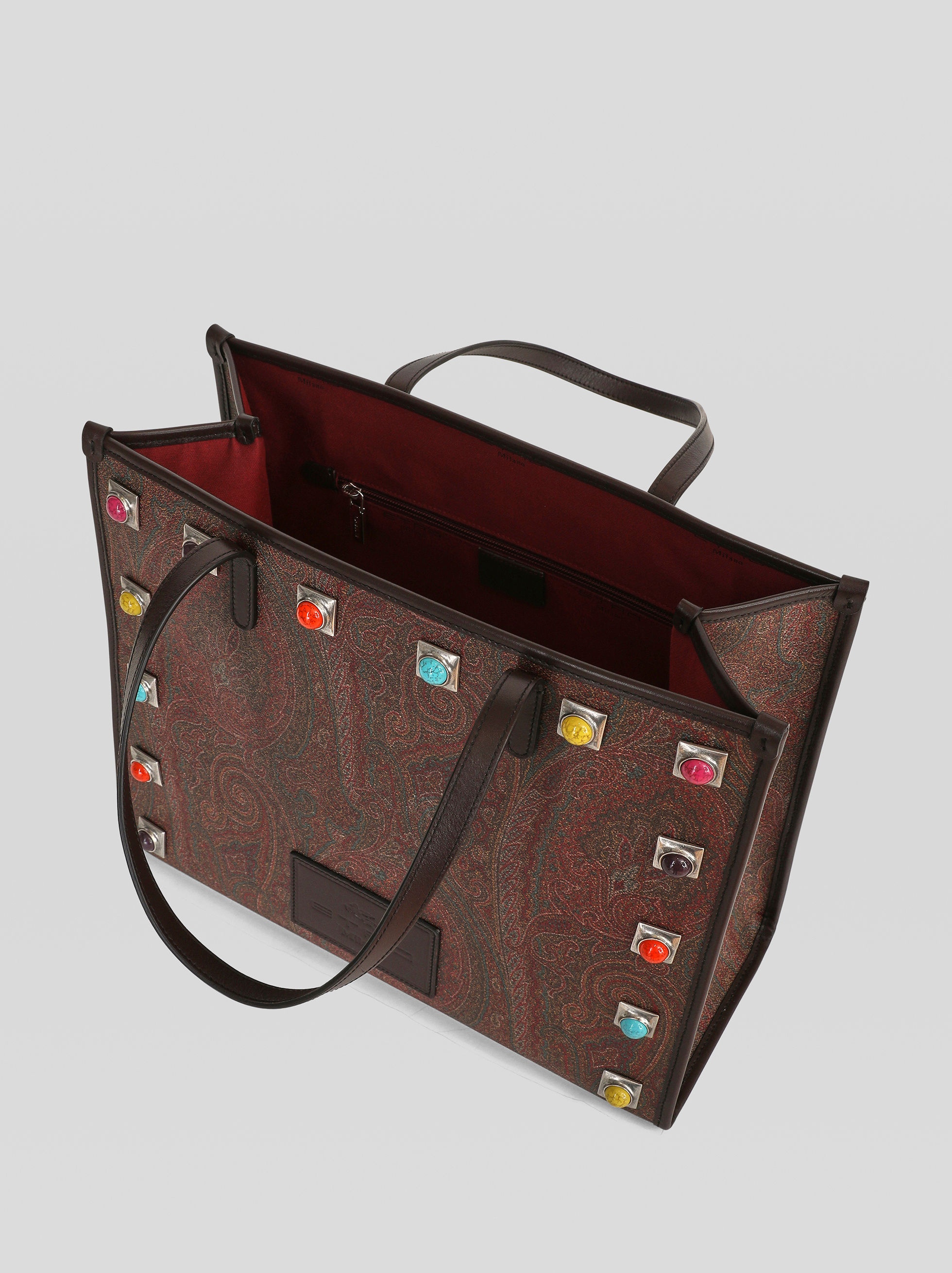 MEDIUM PAISLEY SHOPPING BAG WITH MULTI-COLOURED STUDS - 4