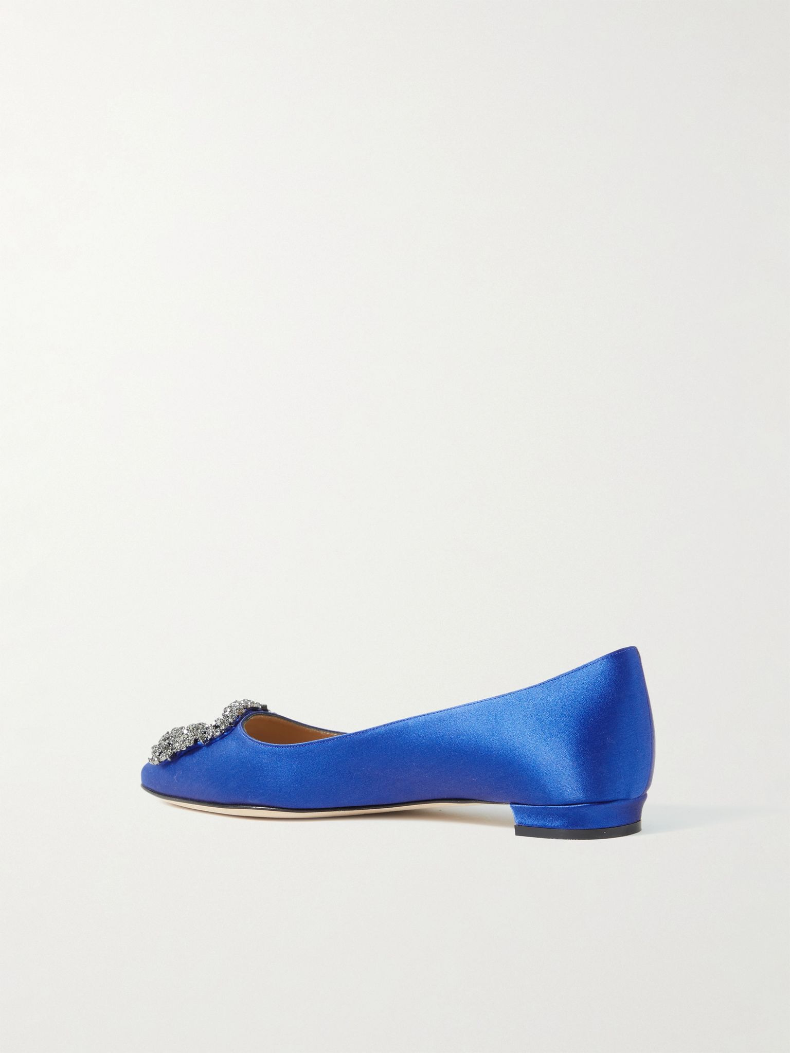 Hangisi crystal-embellished satin point-toe flats Royal blue - 3