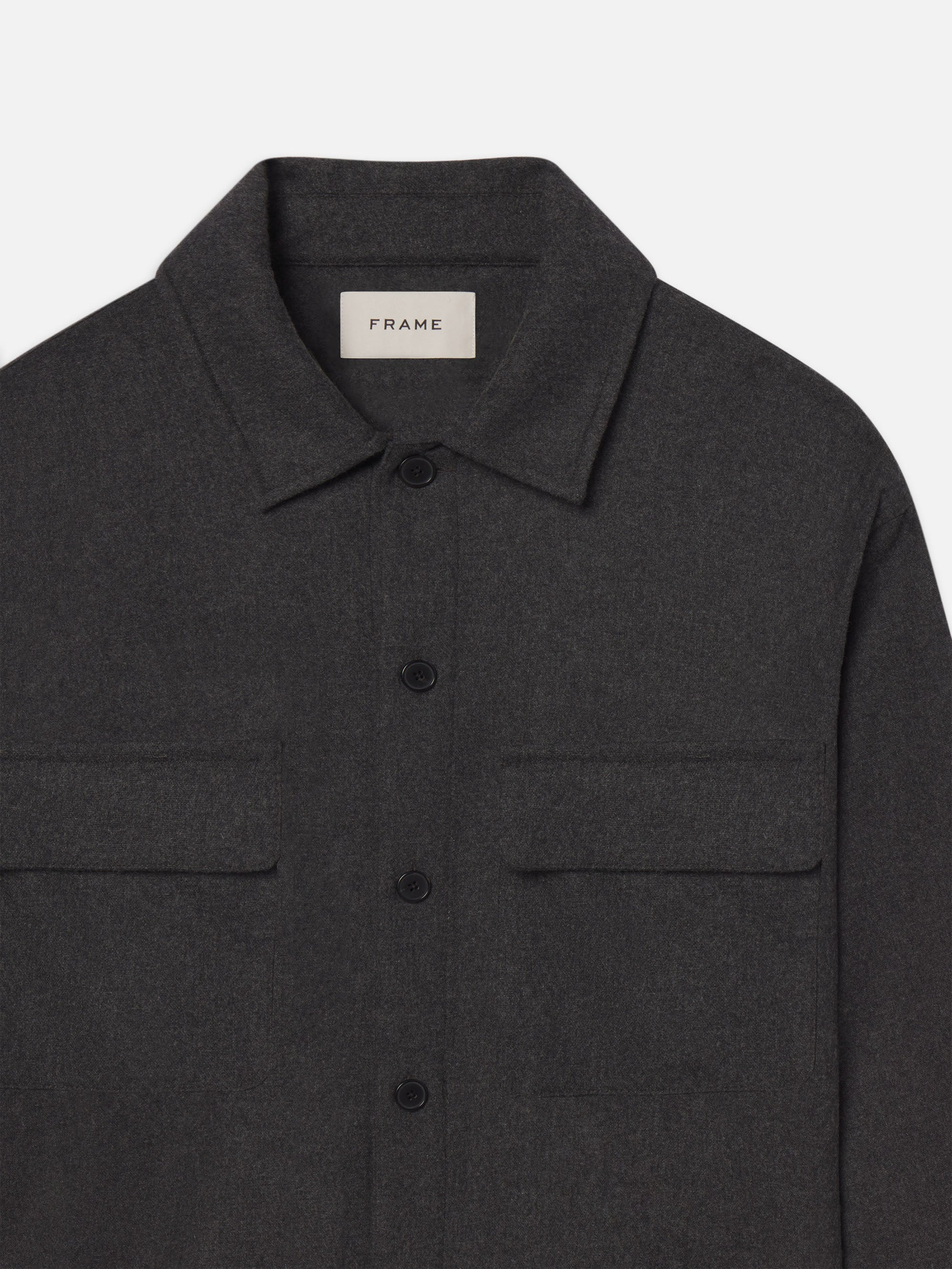 Wool Overshirt in Grey Melange - 2