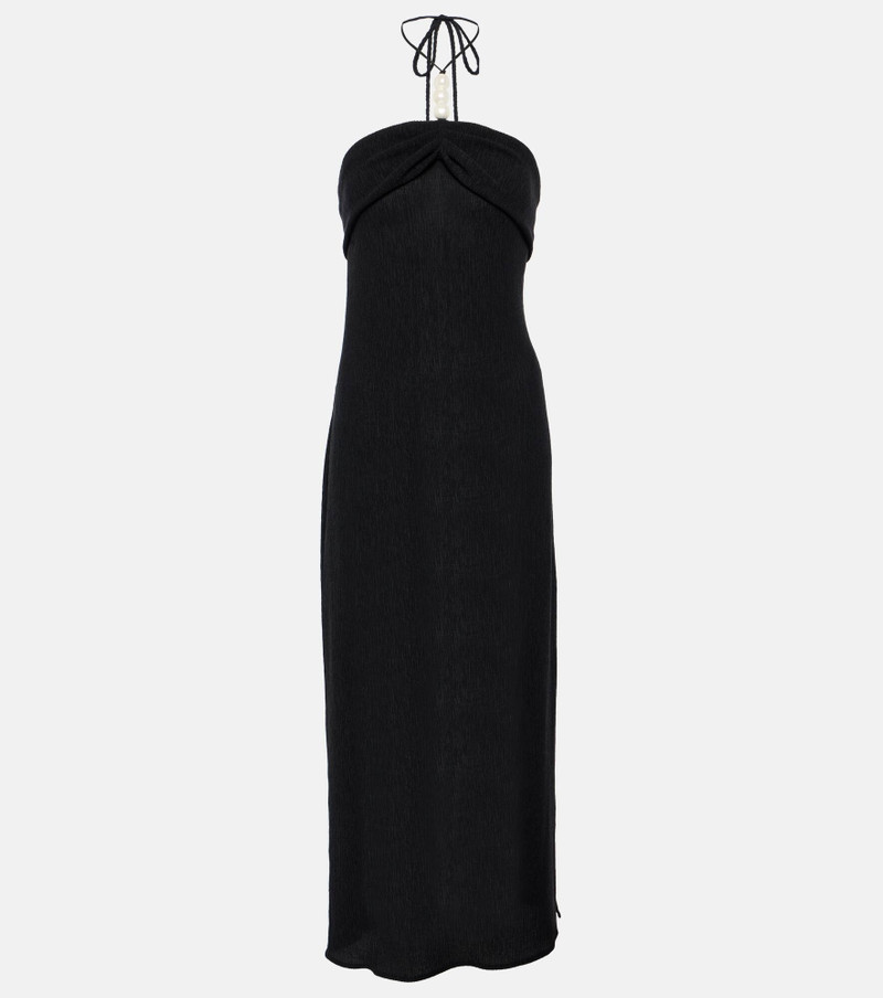 halterneck crinkled midi dress - 1