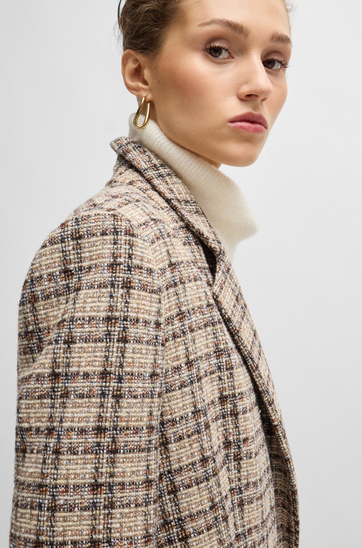 RELAXED-FIT DOUBLE-BREASTED JACKET IN CHECKED TWEED - 5