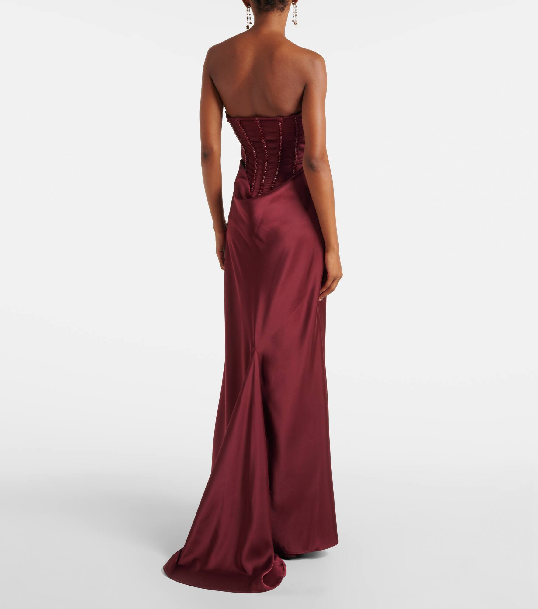 Embellished draped satin corset gown - 3