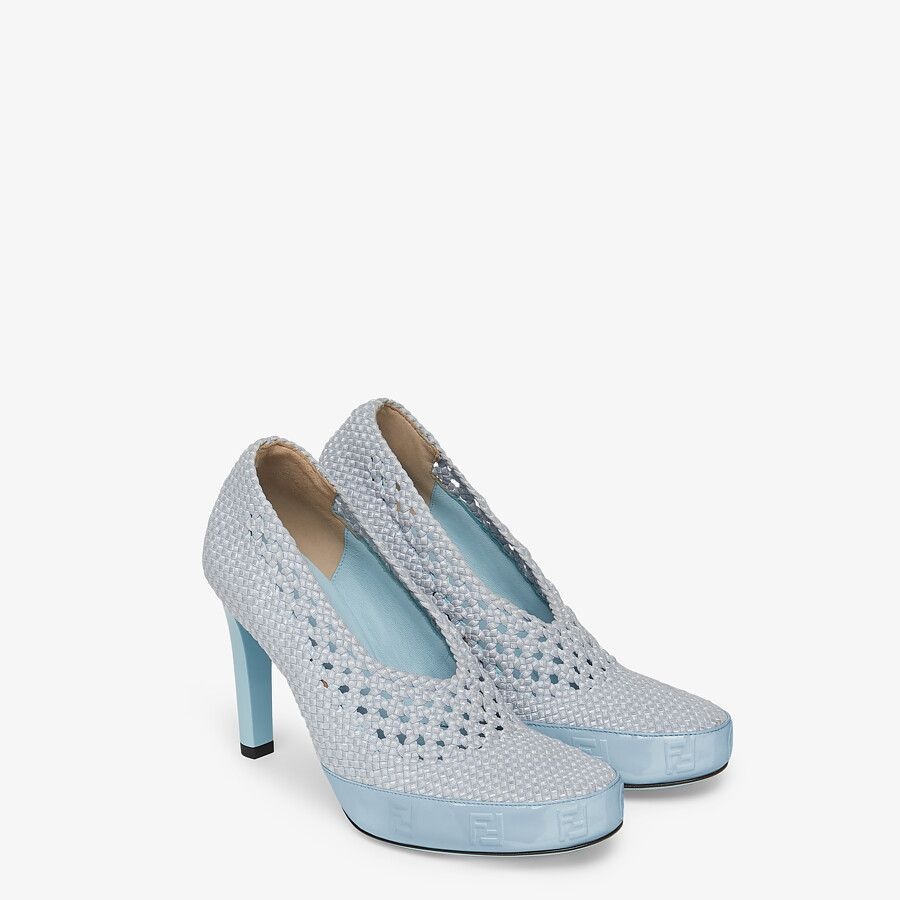 Light blue stretch lace pumps - 4