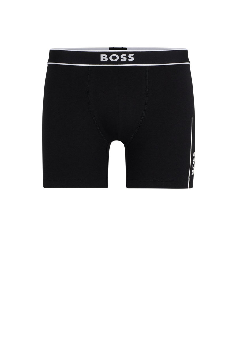 STRETCH-COTTON BOXER BRIEFS WITH STRIPE-FRAMED LOGOS 1