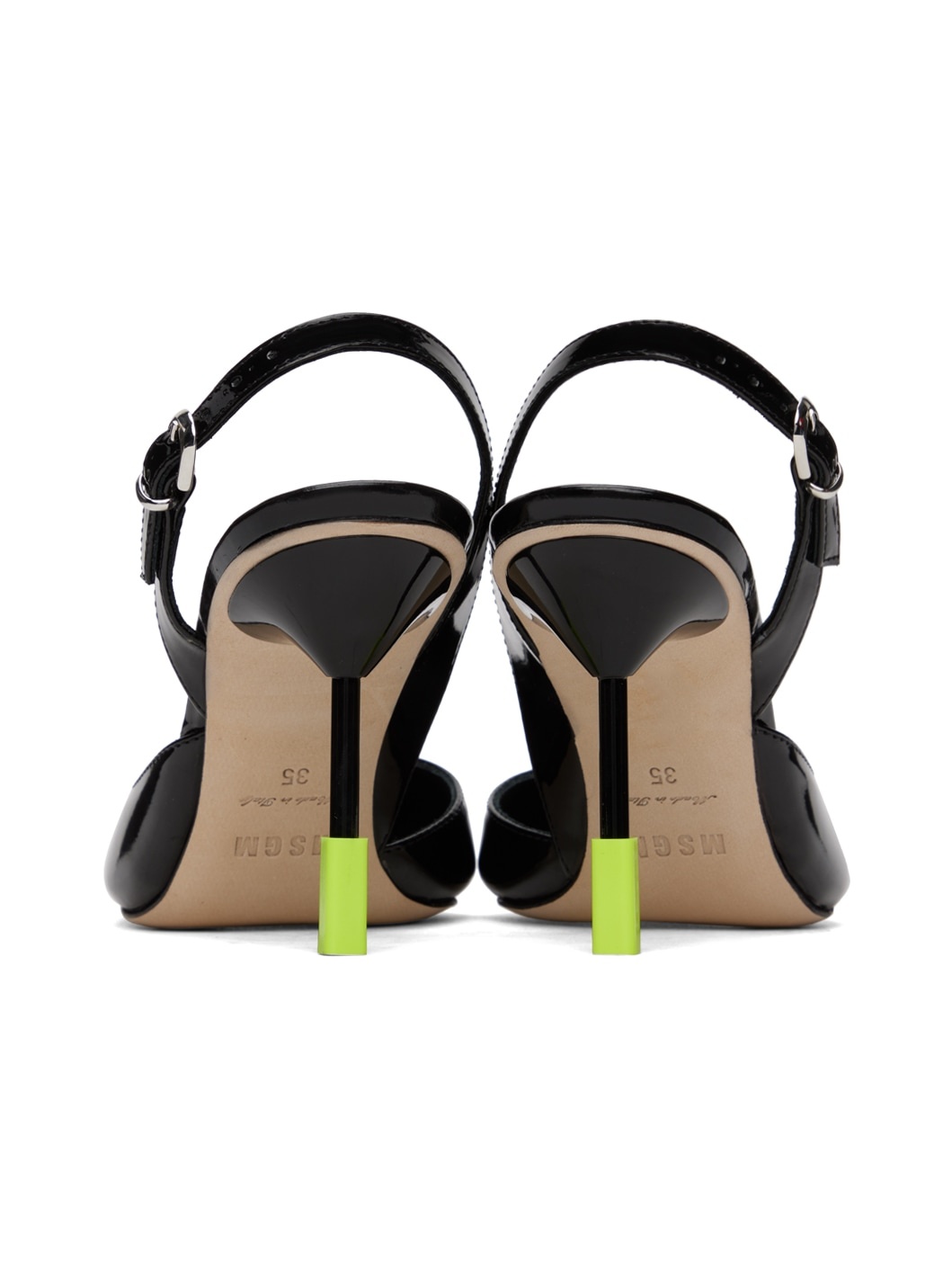 Black Pointed Sling Back Heels - 2