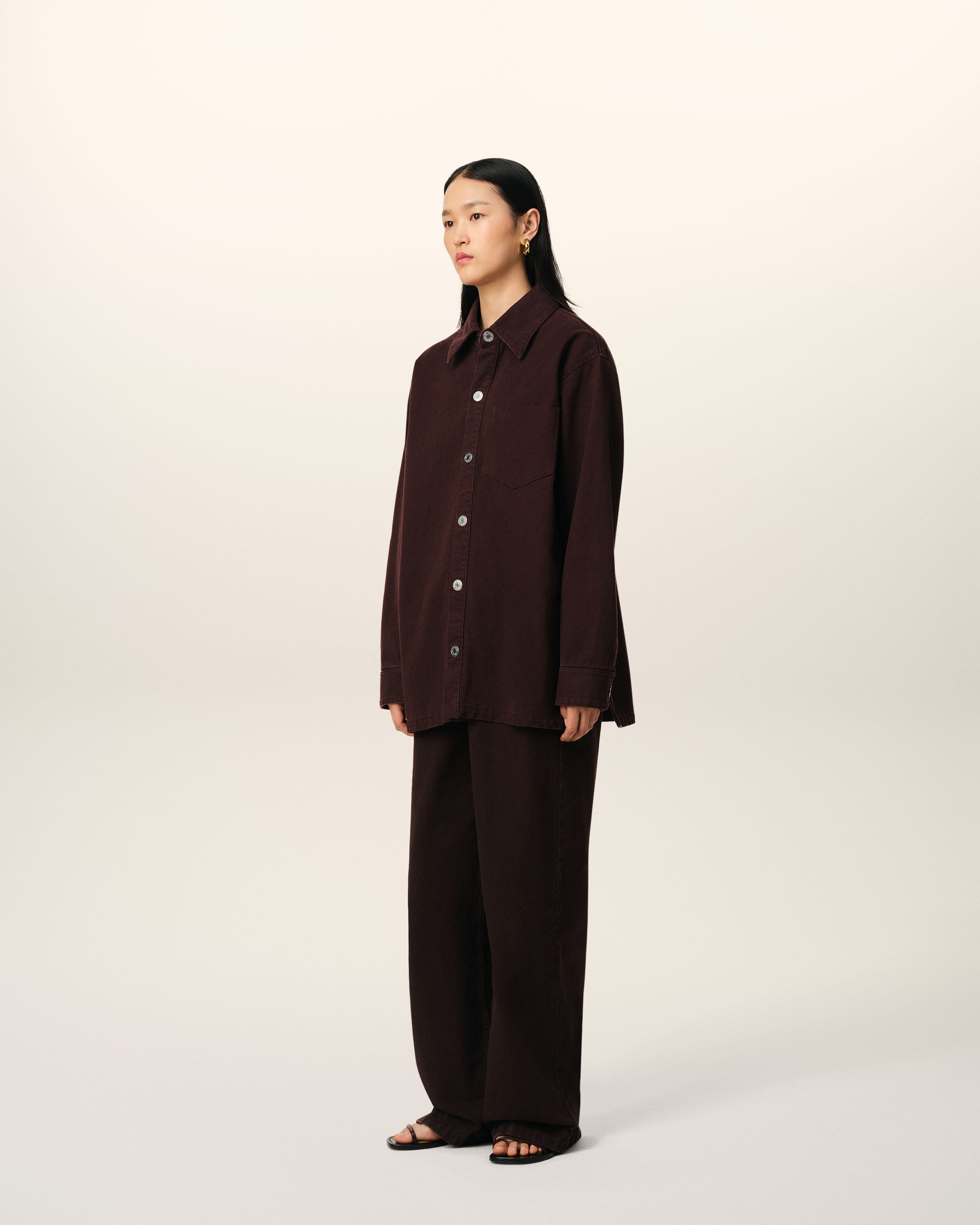 BURGUNDY COTTON AMI DE COEUR OVERSHIRT - 6